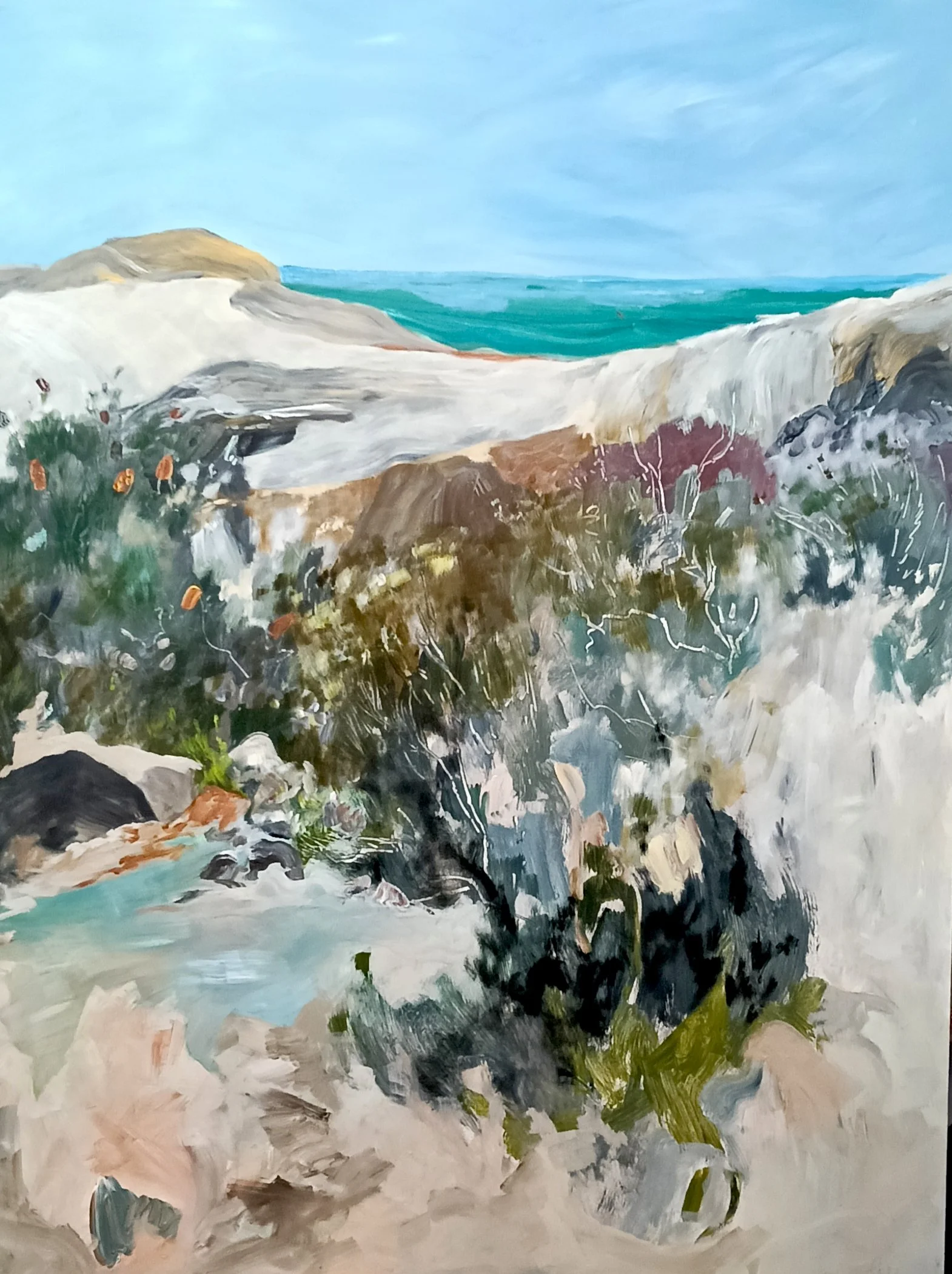 Artist: Gillian Hughes | Title: The Balconies in Bloom | Medium: Acrylic and Oil on Board | Size (W x H): 90 x 120 cm