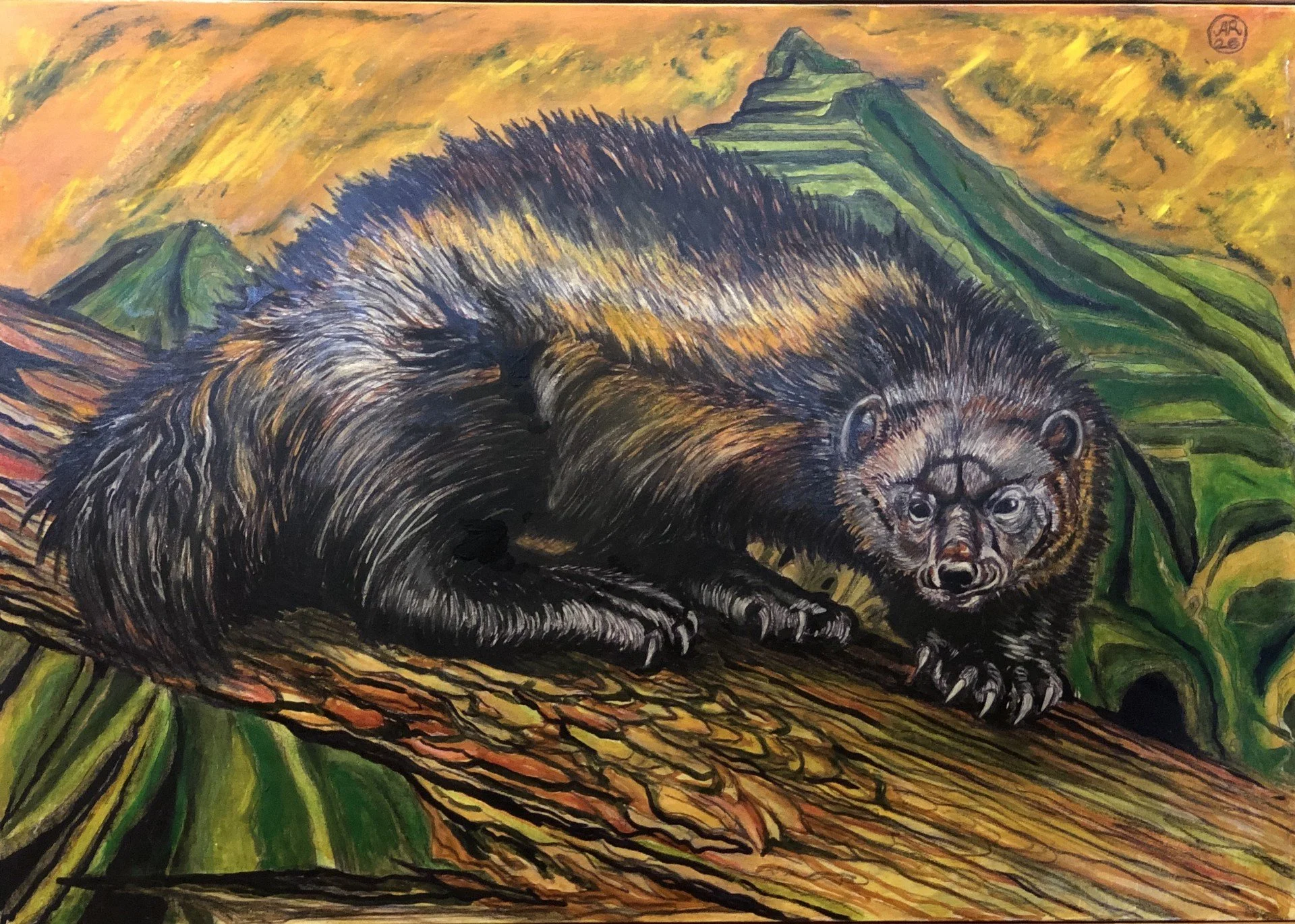 Artist: Andrew Reczek | Title: Wolverine gaze | Medium: Ink, Pencils, Paint & Varnish | Size (W x H): 70 x 50 cm