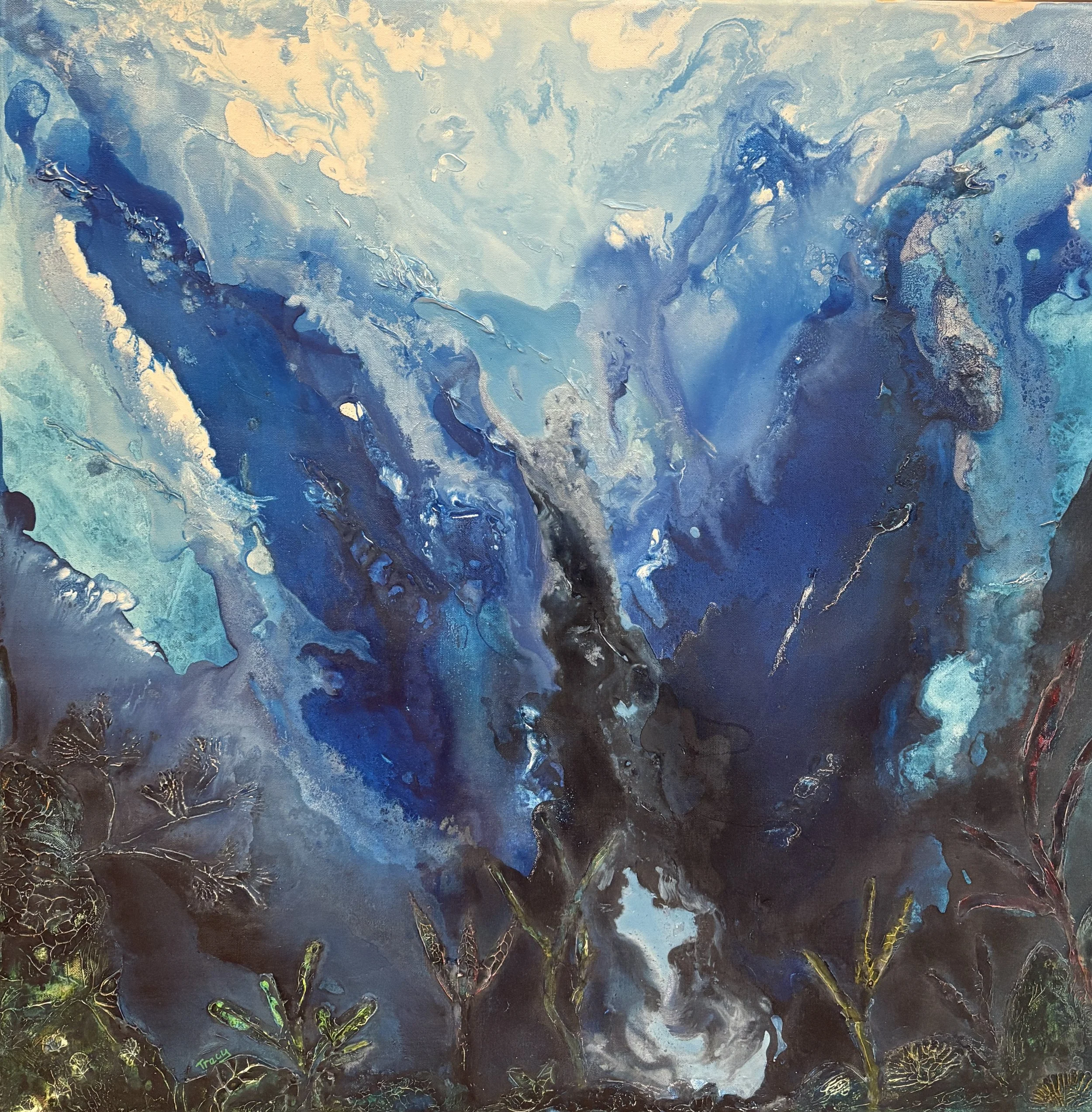 Artist: Tracy Cohen | Title: Deep Dive (two) | Medium: Inks and Acrylics | Size (W x H): 78 x 78 cm