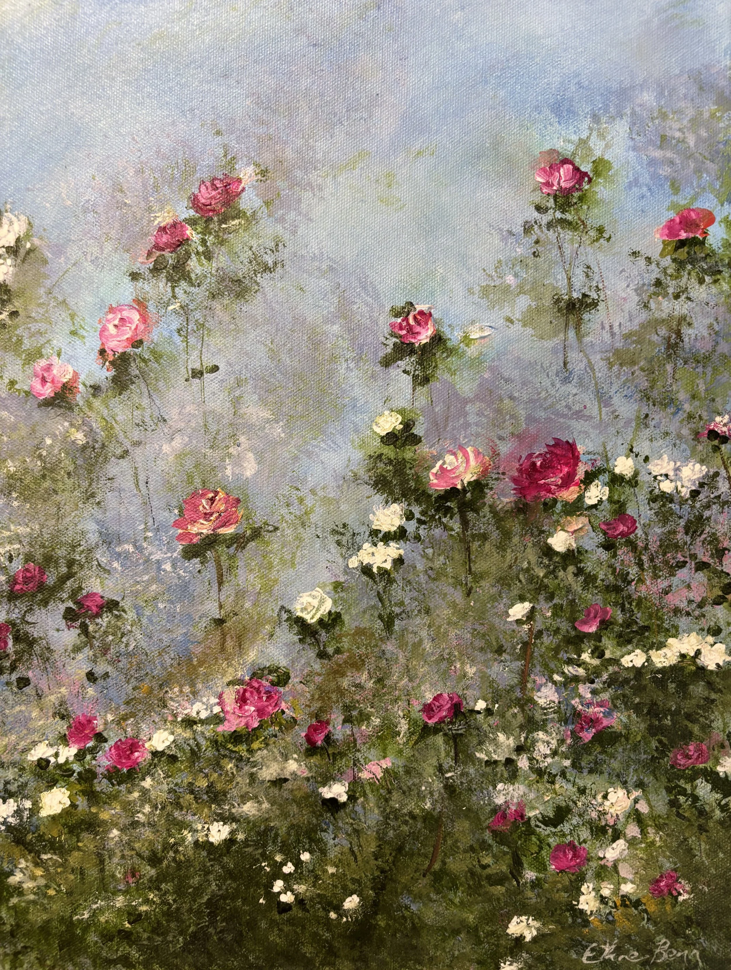 Artist: Ethne Benn | Title: Love in Bloom 2 | Medium: Acrylics and Mixed Media | Size (W x H): 32 x 42 cm