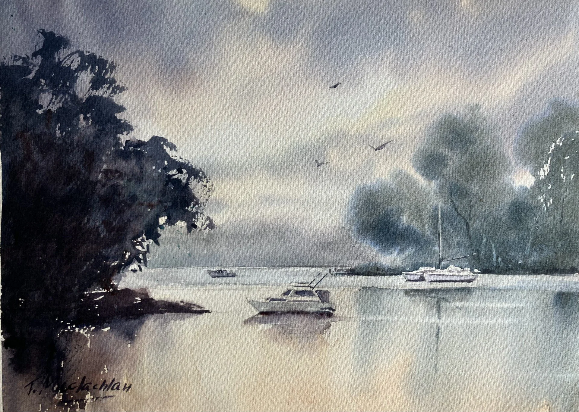 Artist: Trish Maclachlan | Title: Early morning Como | Medium: Watercolour | Size (W x H): 56 x 36 cm