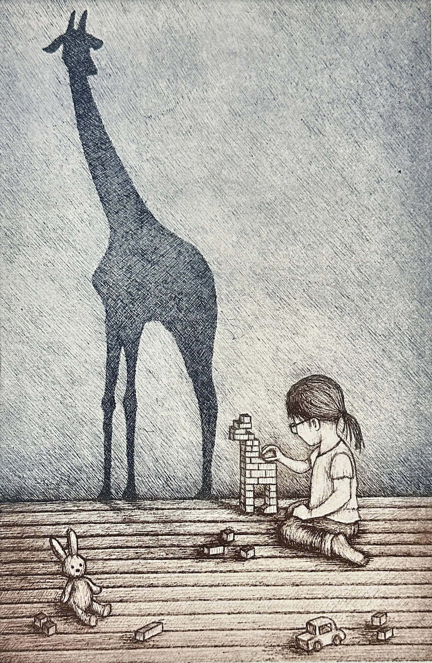 Artist: Nicole Low | Title: Tall Dreams | Medium: Solar Plate Etching | Size (W x H): 36 x 45 cm