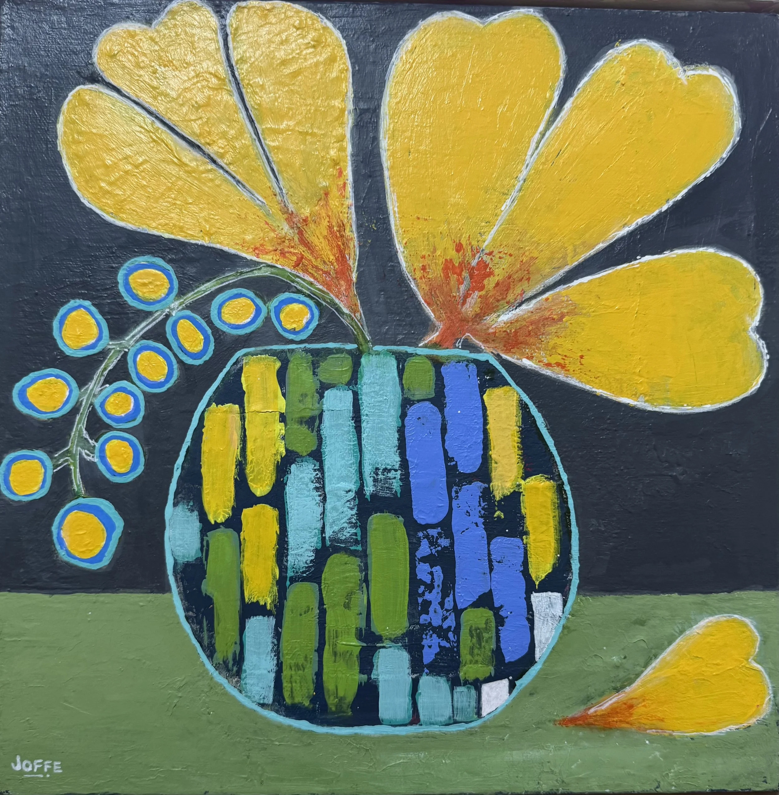 Artist: Nicholle Joffe | Title: And it was called "Yellow" | Medium: Acrylics and Mixed Media | Size (W x H): 32 x 32 cm