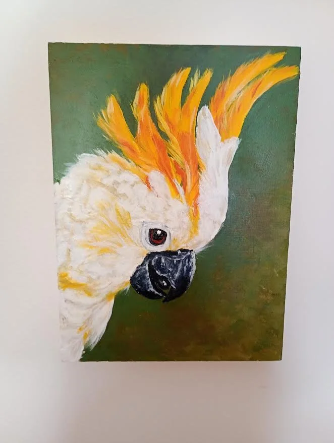 Artist: Elisa Brogan | Title: Cockatoo | Medium: Acrylics | Size (W x H): 23 x 31 cm