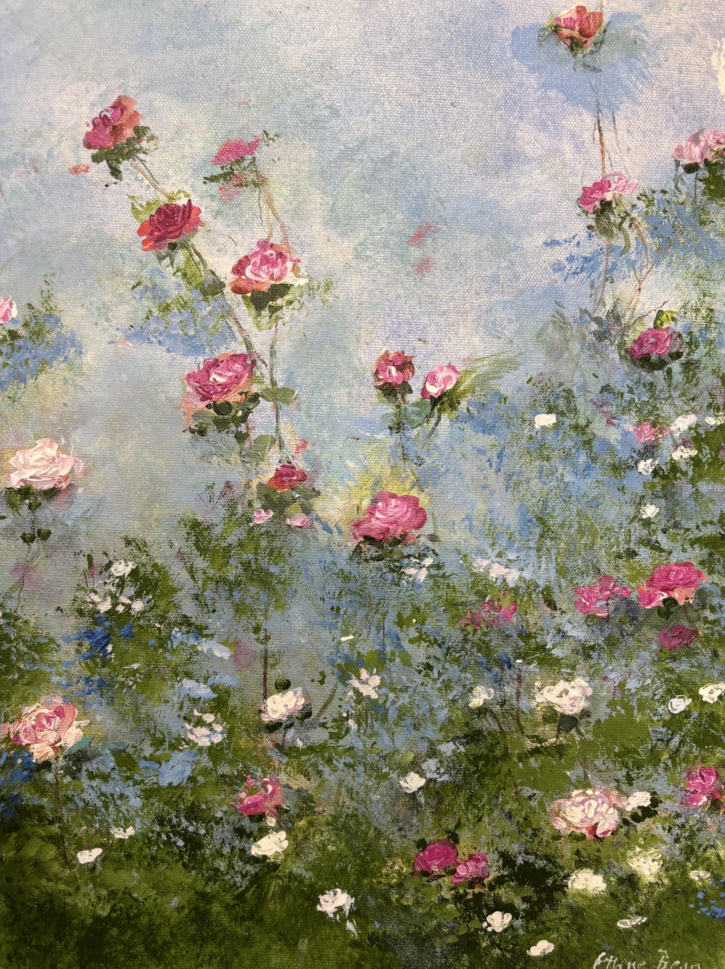 Artist: Ethne Benn | Title: Love in Bloom 1 | Medium: Acrylics and Mixed Media | Size (W x H): 32 x 42 cm