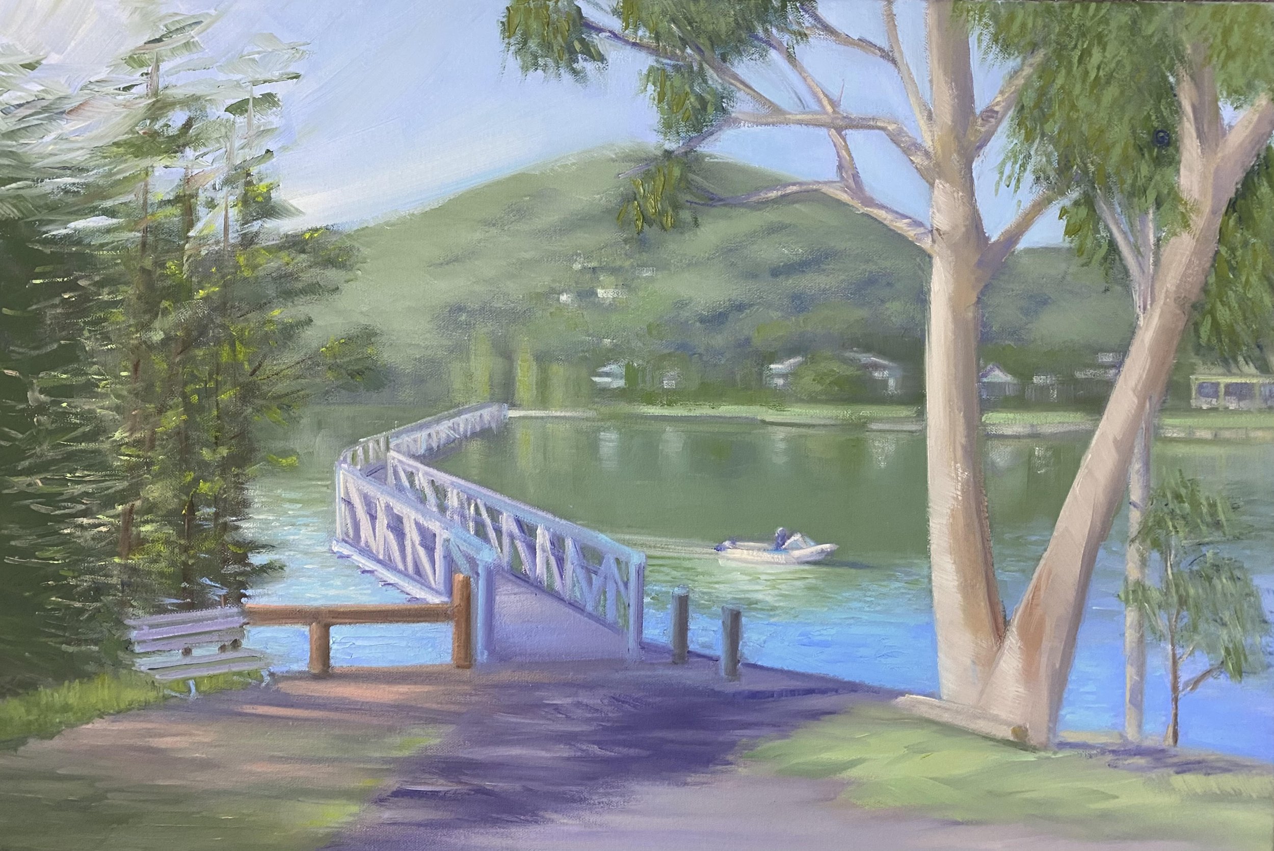 Artist: Tash Luedi | Title: Bridge over Woronora River | Medium: Oil | Size (W x H): 43 x 63 cm
