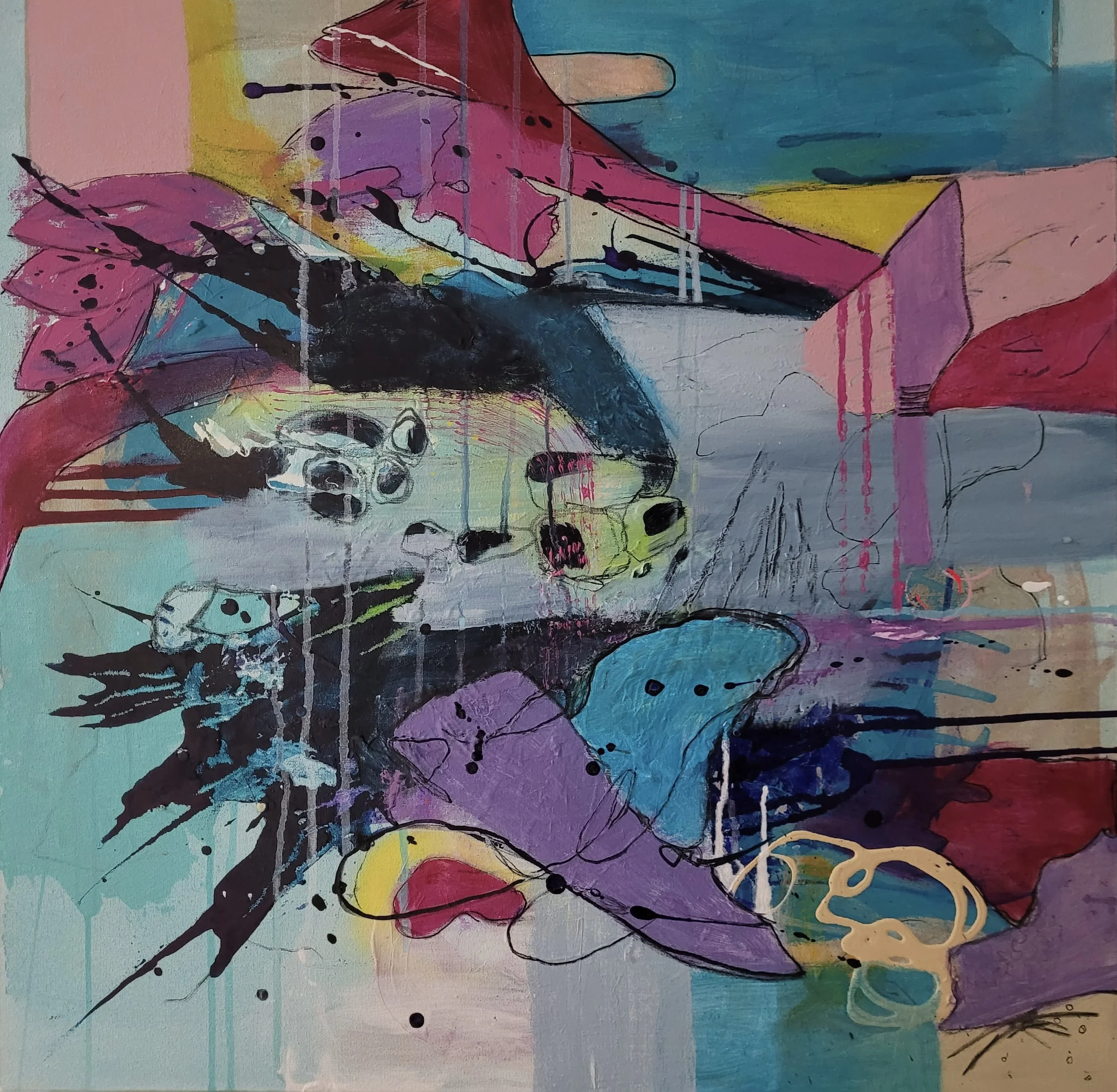 Artist: Jenny Hall | Title: Day Unfolding | Medium: Acrylic and Framed | Size (W x H): 62 x 62 cm