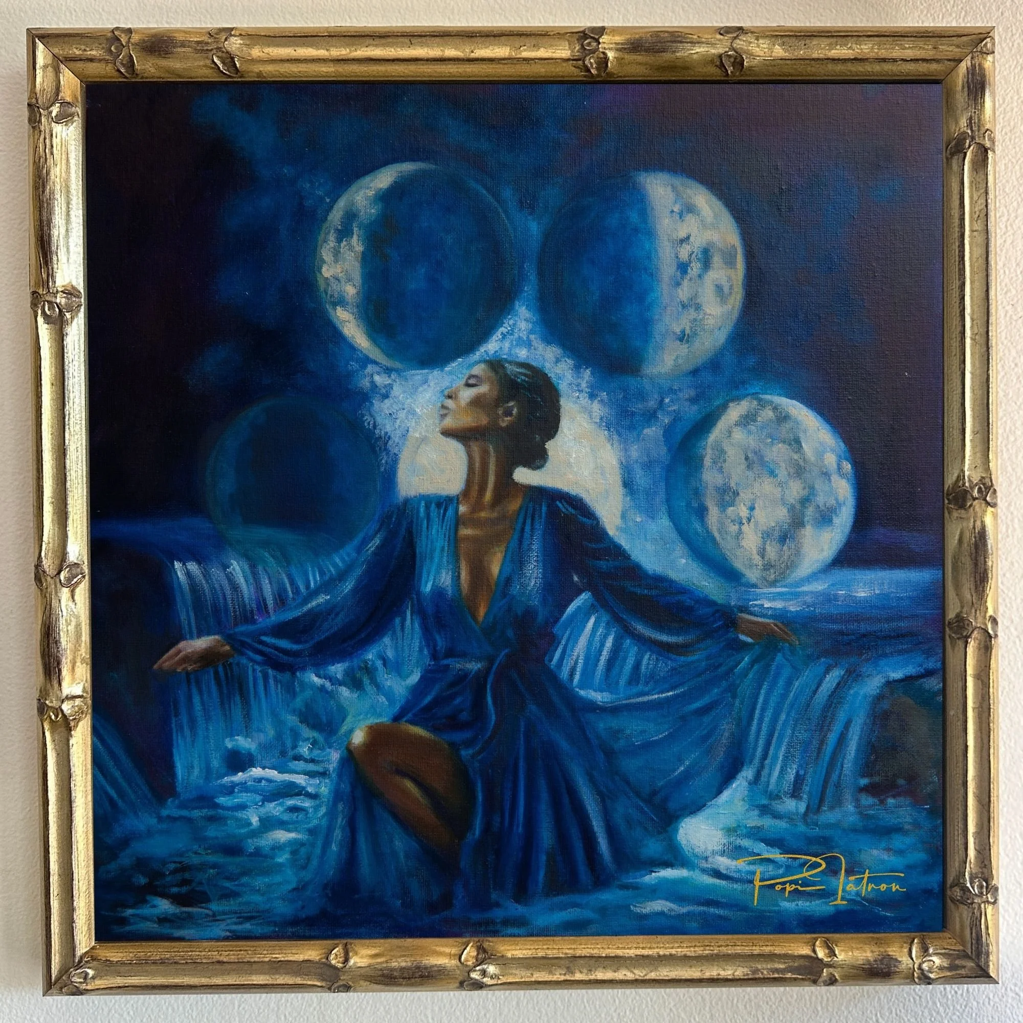 Artist: Popi Iatrou | Title: Wise Woman 4 Cyclical Grace | Medium: Oil on Canvas | Size (W x H): 44 x 44 cm