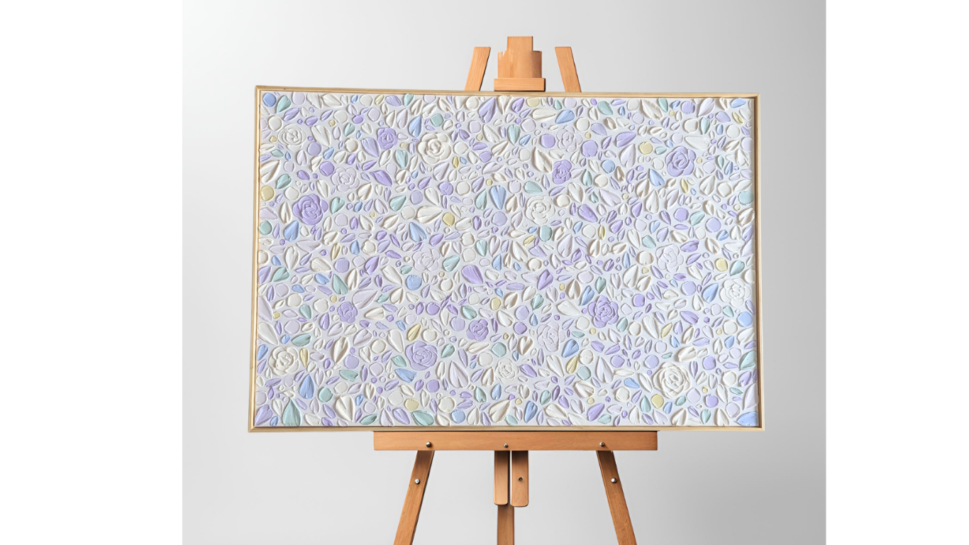 Artist: Sandra Sousa | Title: Serenade of Petals | Medium: Modelling Paste and Acrylic Paint | Size (W x H): 91 x 61 cm