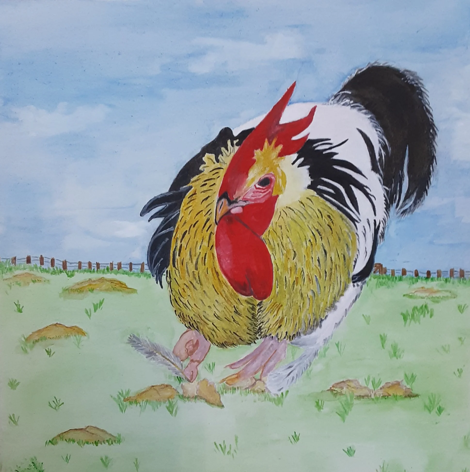 Artist: Janet Eastick | Title: Ruling the Roost | Medium: Watercolour on Watercolour Canvas | Size (W x H): 30 x 30 cm