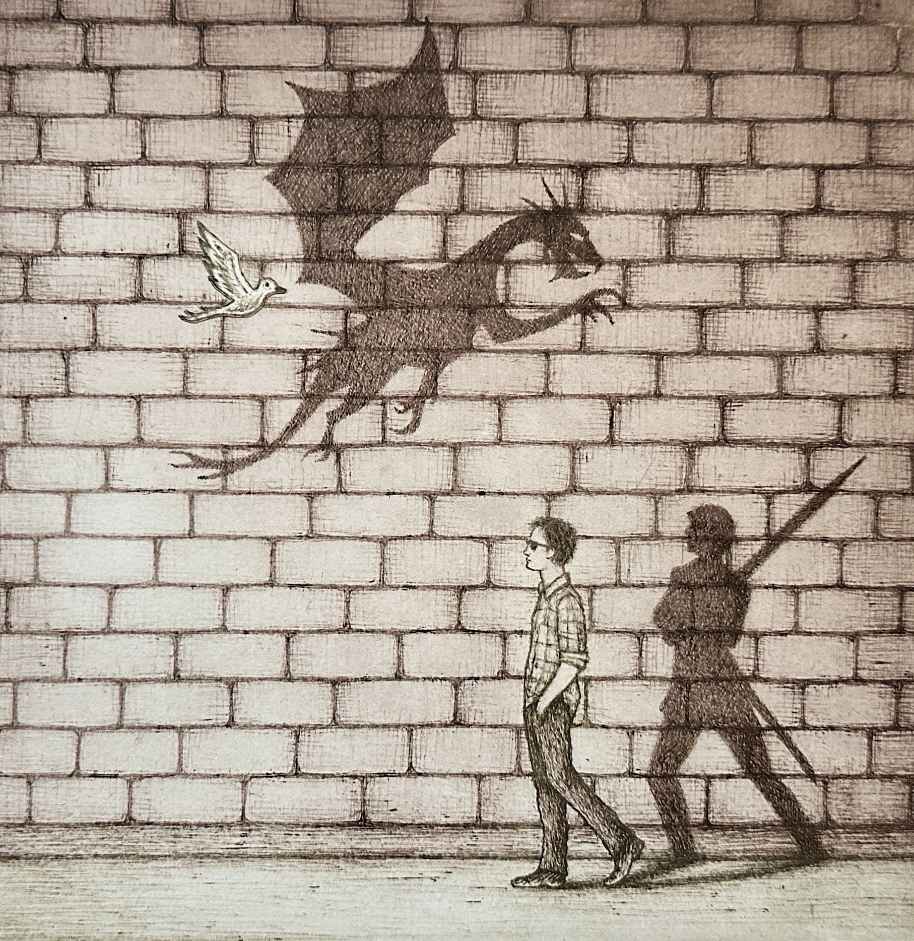 Artist: Nicole Low | Title: The Forgotten Quest | Medium: Solar Plate Etching | Size (W x H): 38 x 40 cm