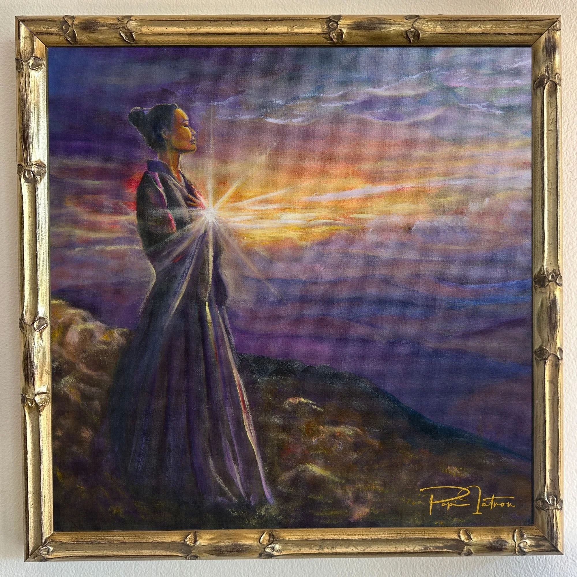 Artist: Popi Iatrou | Title: Wise Woman 18 Magnetic Presence | Medium: Oil on Canvas | Size (W x H): 44 x 44 cm