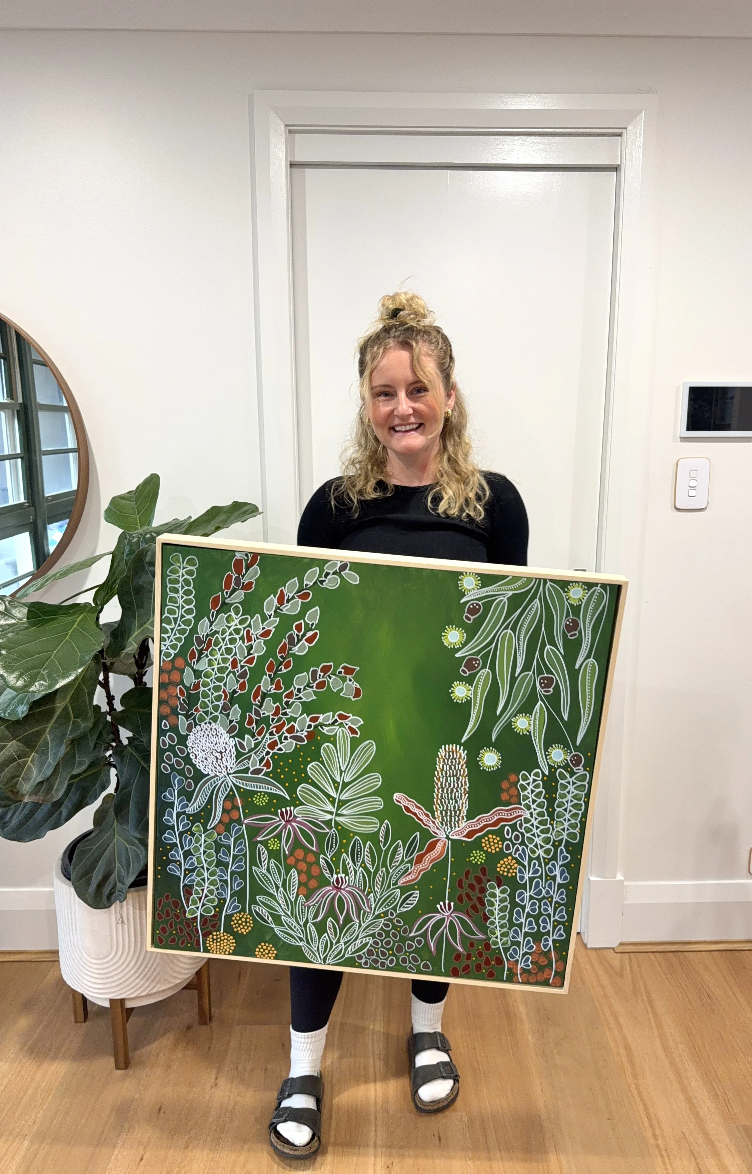Artist: Emma Ross | Title: Let’s go for a bushwalk | Medium: Acrylic on canvas | Size (W x H): 76 x 76 cm