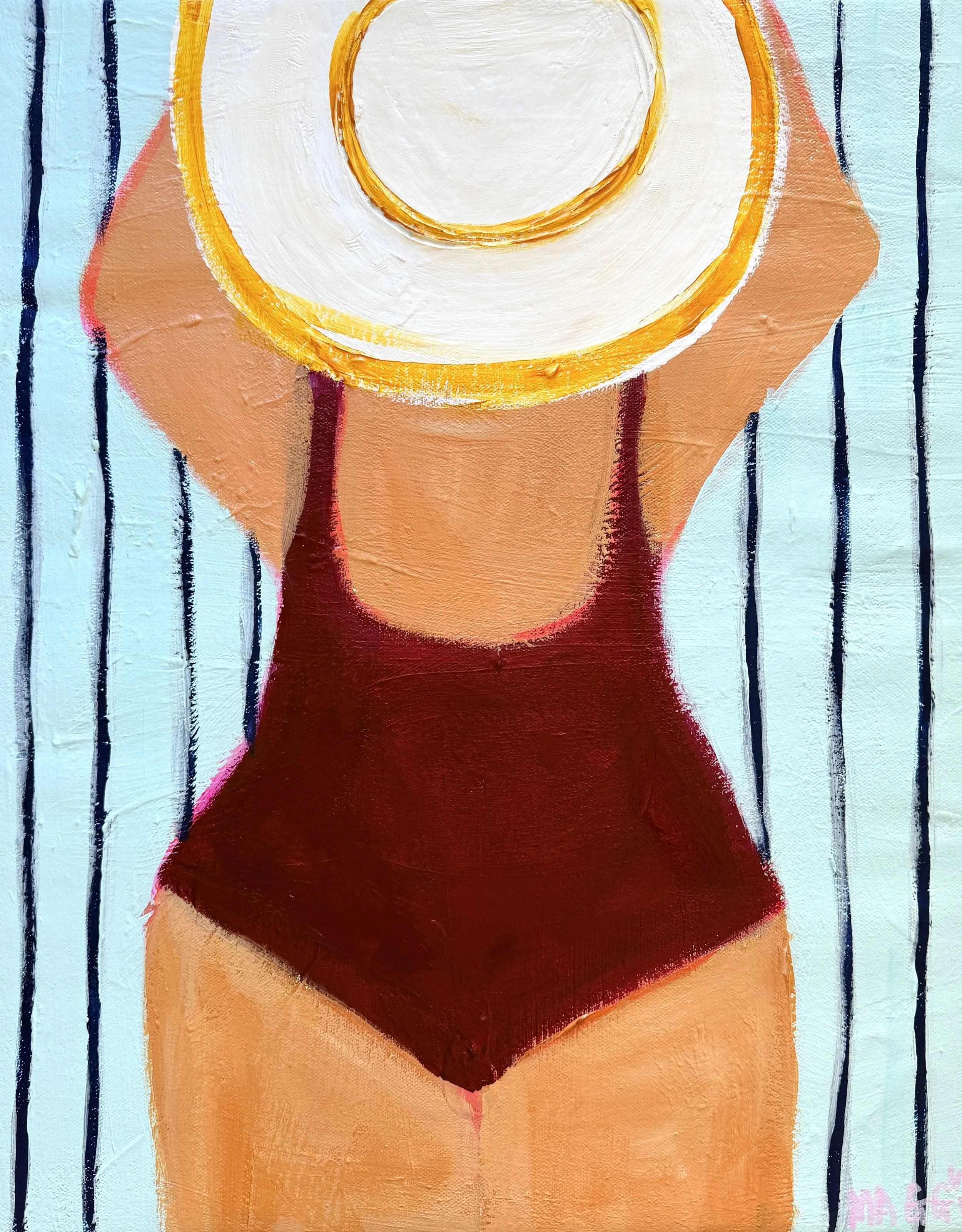 Artist: Maggi McDonald | Title: Wanda Beach Bather | Medium: Acrylic on Canvas | Size (W x H): 40 x 50 cm