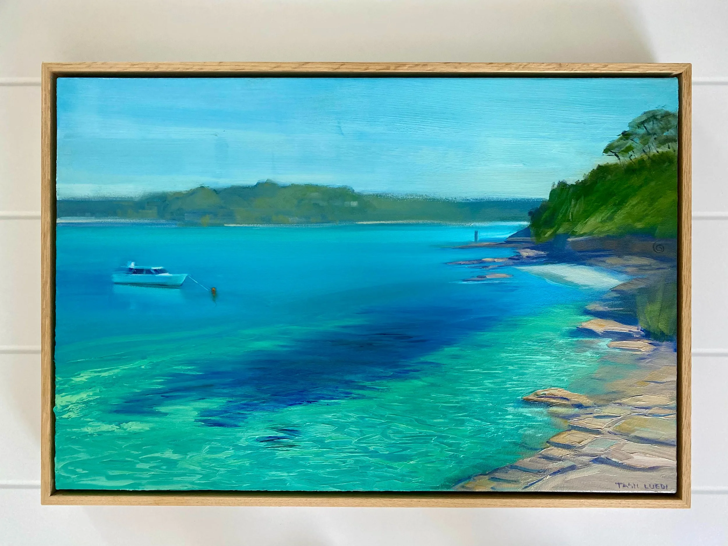 Artist: Tash Luedi | Title: Turquoise Tranquillity, Cronulla | Medium: Oil | Size (W x H): 63 x 43 cm