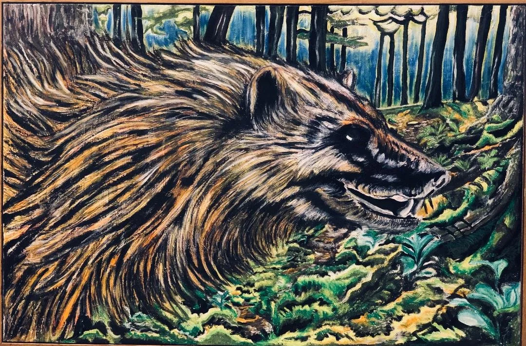 Artist: Andrew Reczek | Title: Wolverine search | Medium: Pastels, Ink, Paint & Varnish | Size (W x H): 90 x 60 cm