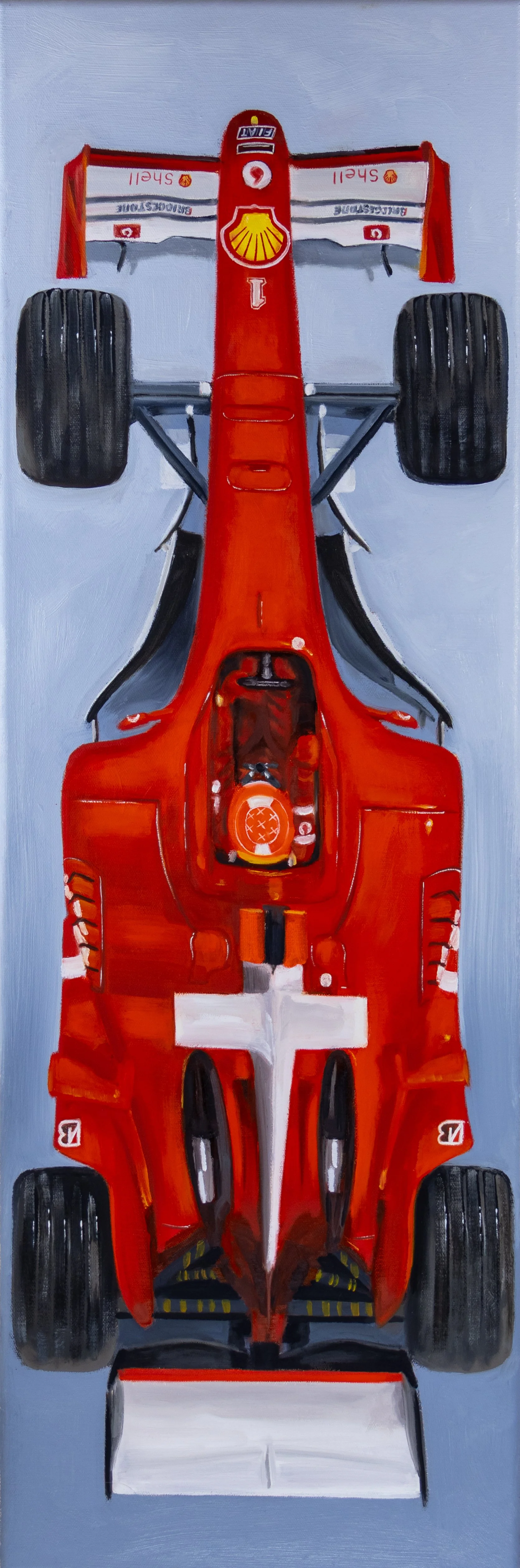 Artist: Bevan Henderson | Title: Red Missile | Medium: Oil on Canvas | Size (W x H): 30 x 91 cm