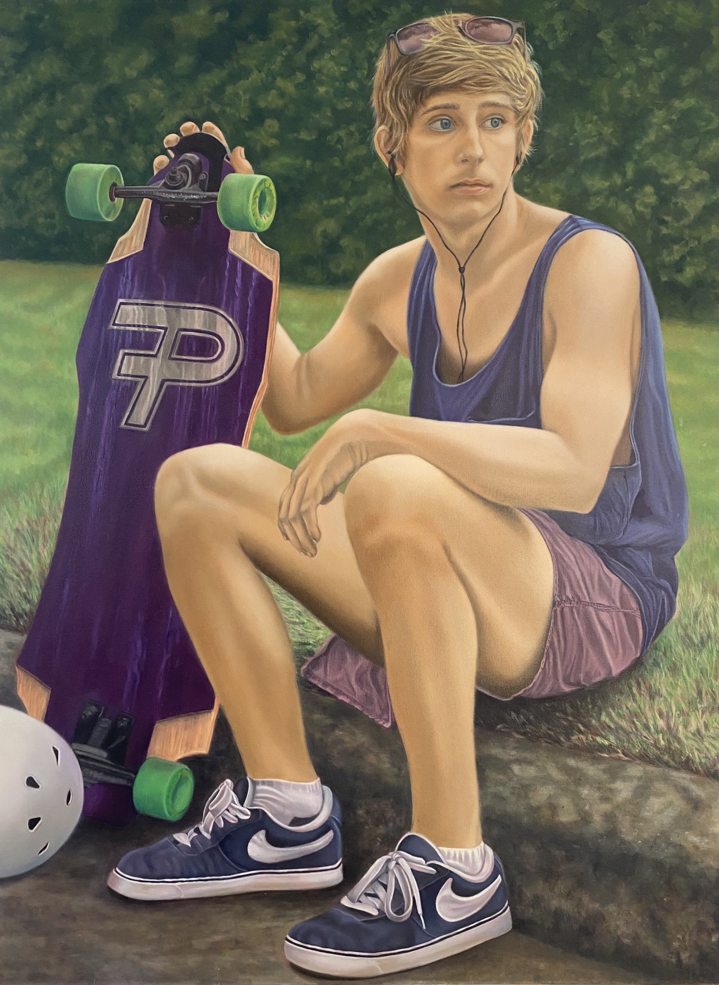 Artist: Michelle Collyer | Title: Skater Boy | Medium: Oil on Canvas | Size (W x H): 76 x 100 cm