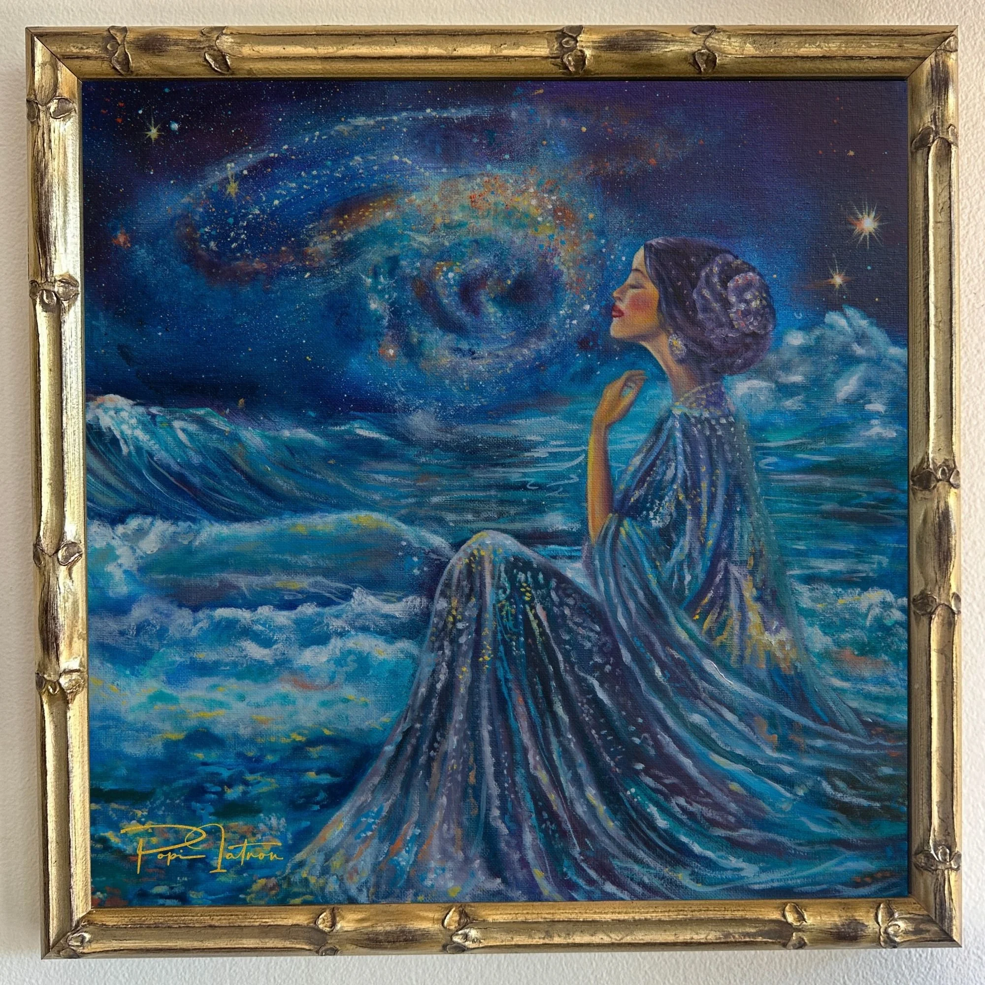 Artist: Popi Iatrou | Title: Wise Woman 2 Emotional Flow | Medium: Oil on Canvas | Size (W x H): 44 x 44 cm
