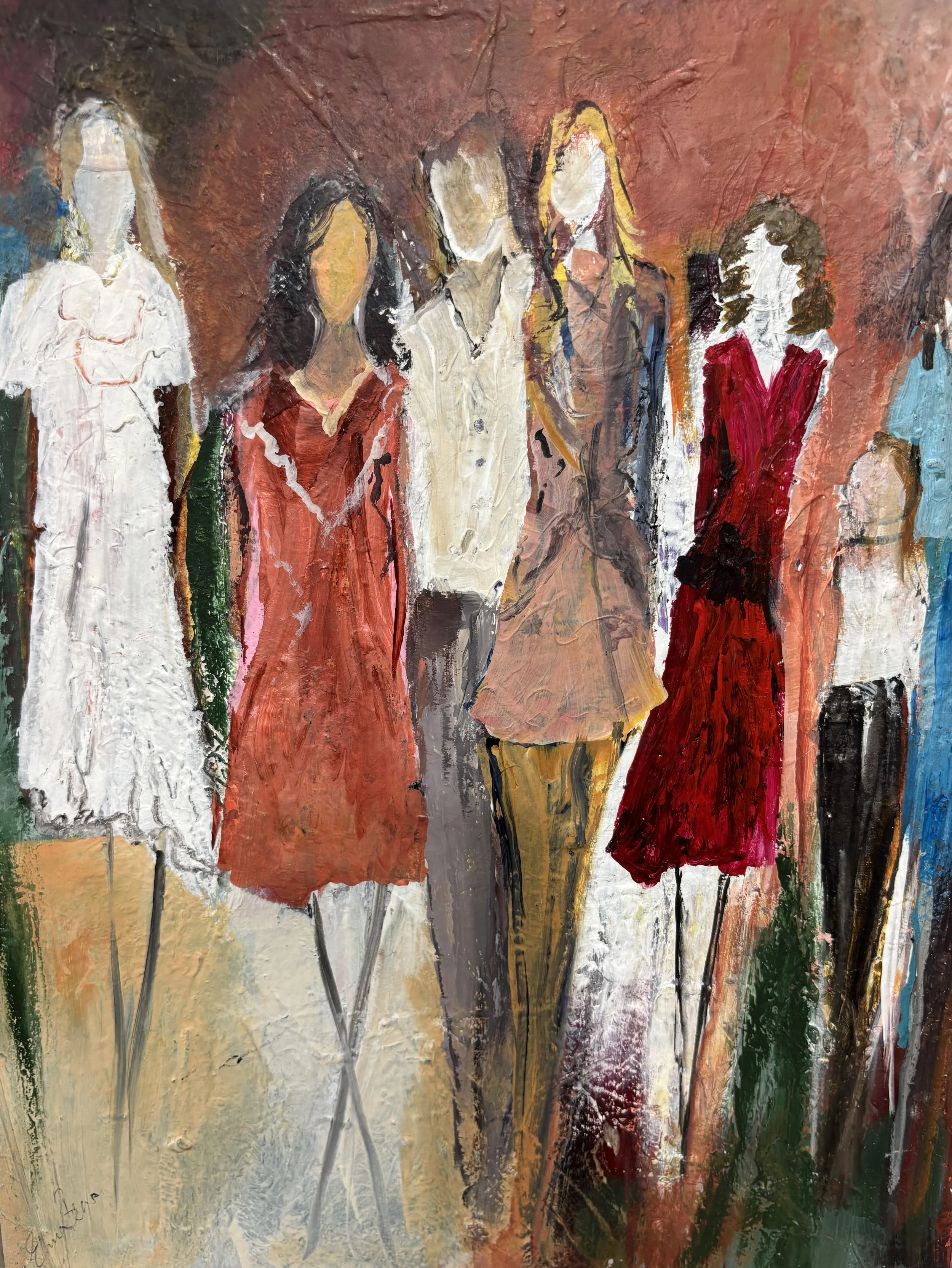Artist: Ethne Benn | Title: After Party | Medium: Acrylics and Mixed Media | Size (W x H): 29 x 38 cm