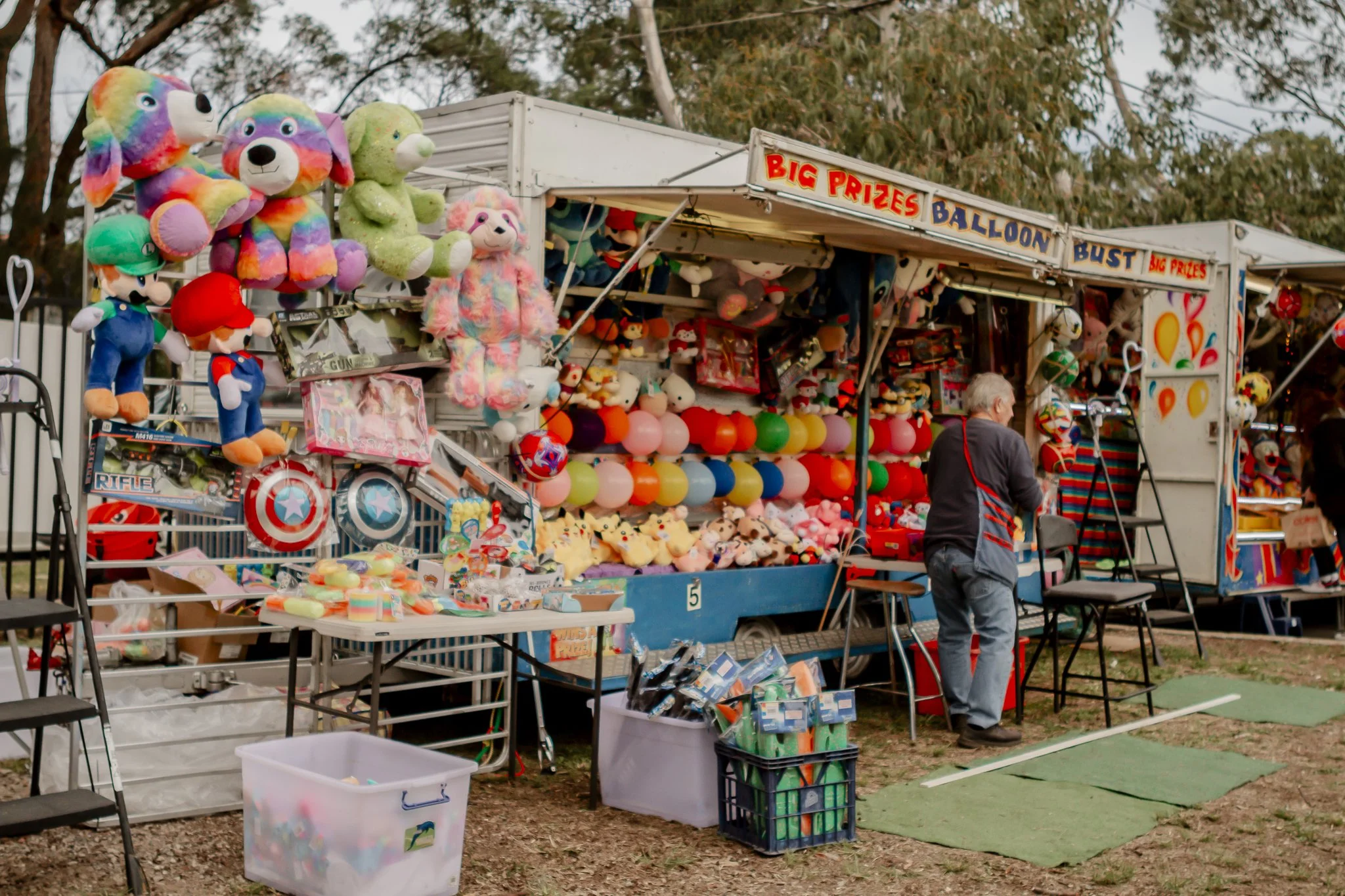 A carnival game booth at the Oyster Bay Art and Craft Festival