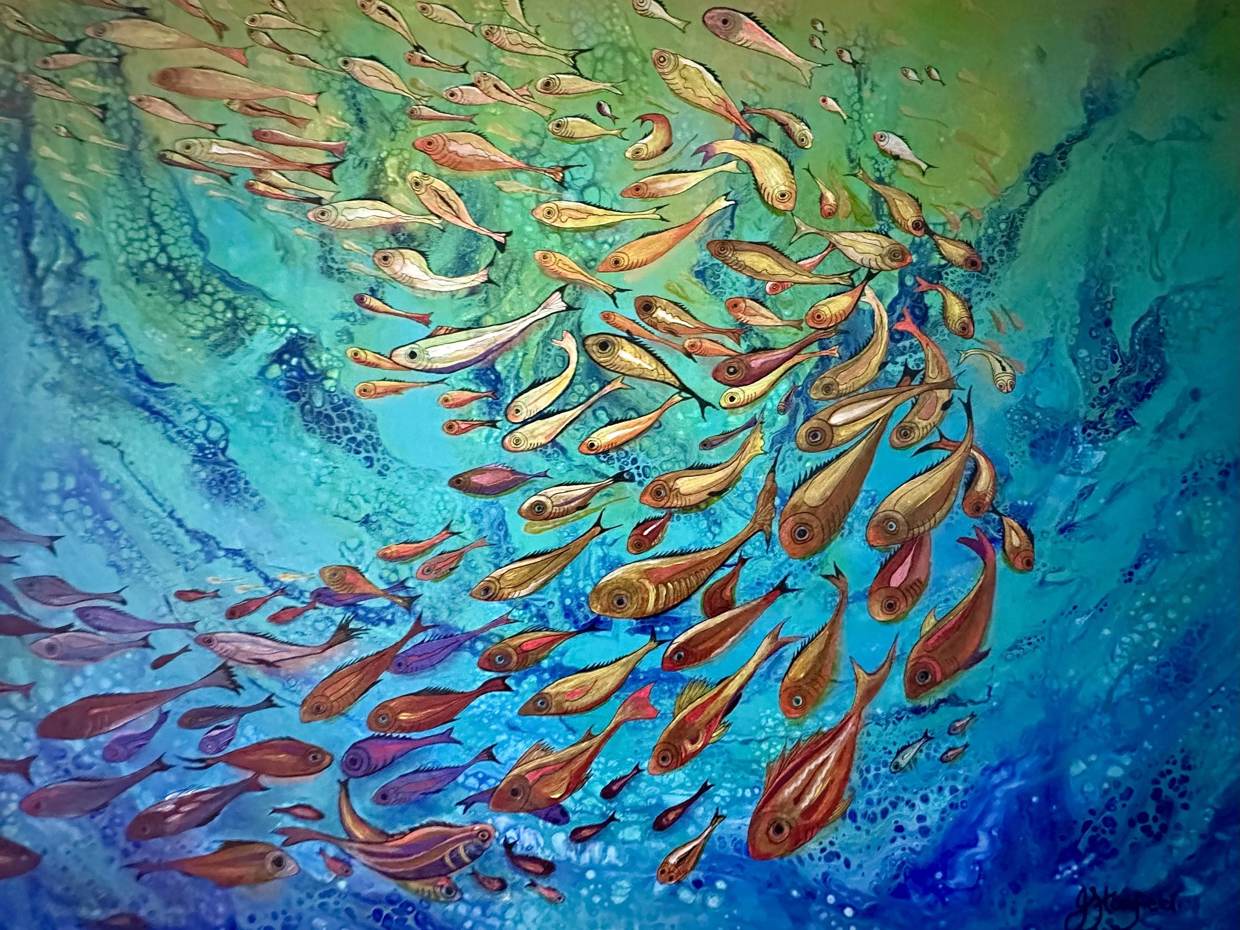 Artist: Julie Stanfield | Title: Where the current carries us | Medium: Acrylic on Canvas | Size (W x H): 101.6 x 72.6 cm