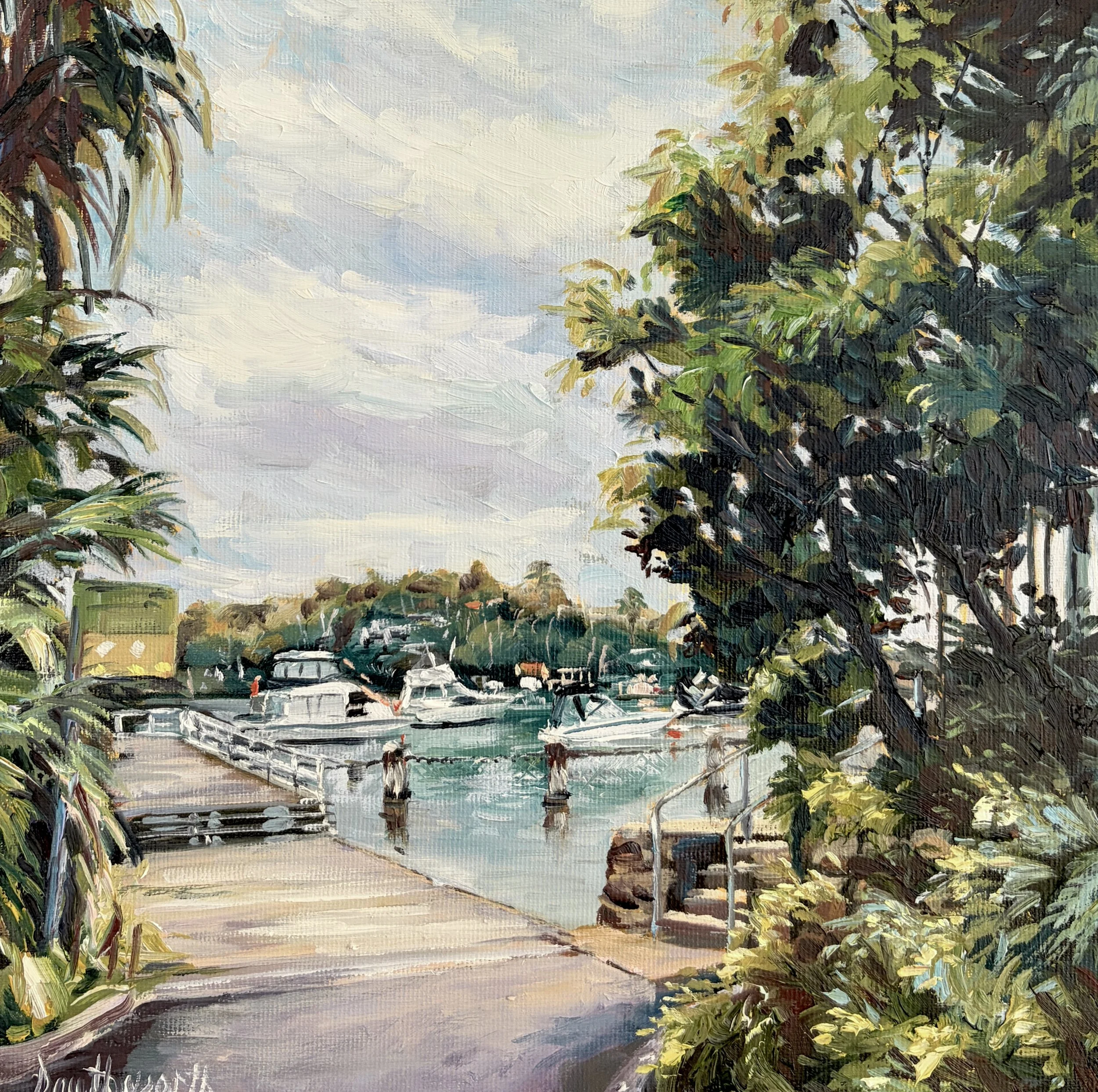 Artist: Nicole Southworth | Title: The Path to Como Wharf | Medium: Oil on Canvas | Size (W x H): 30 x 30 cm