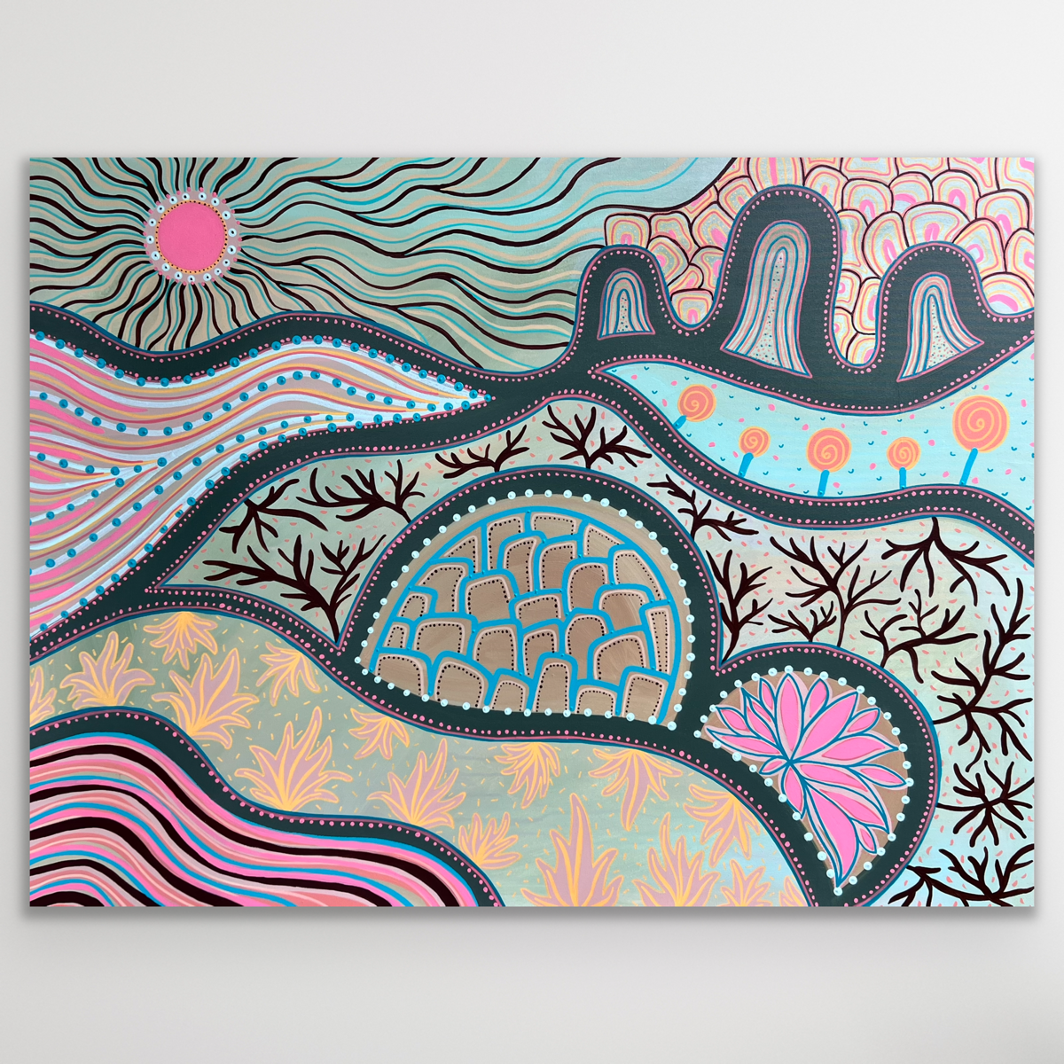 Artist: Jane Lear | Title: Greener Pastures | Medium: Original Acrylic on Canvas | Size (W x H): 121 x 91 cm