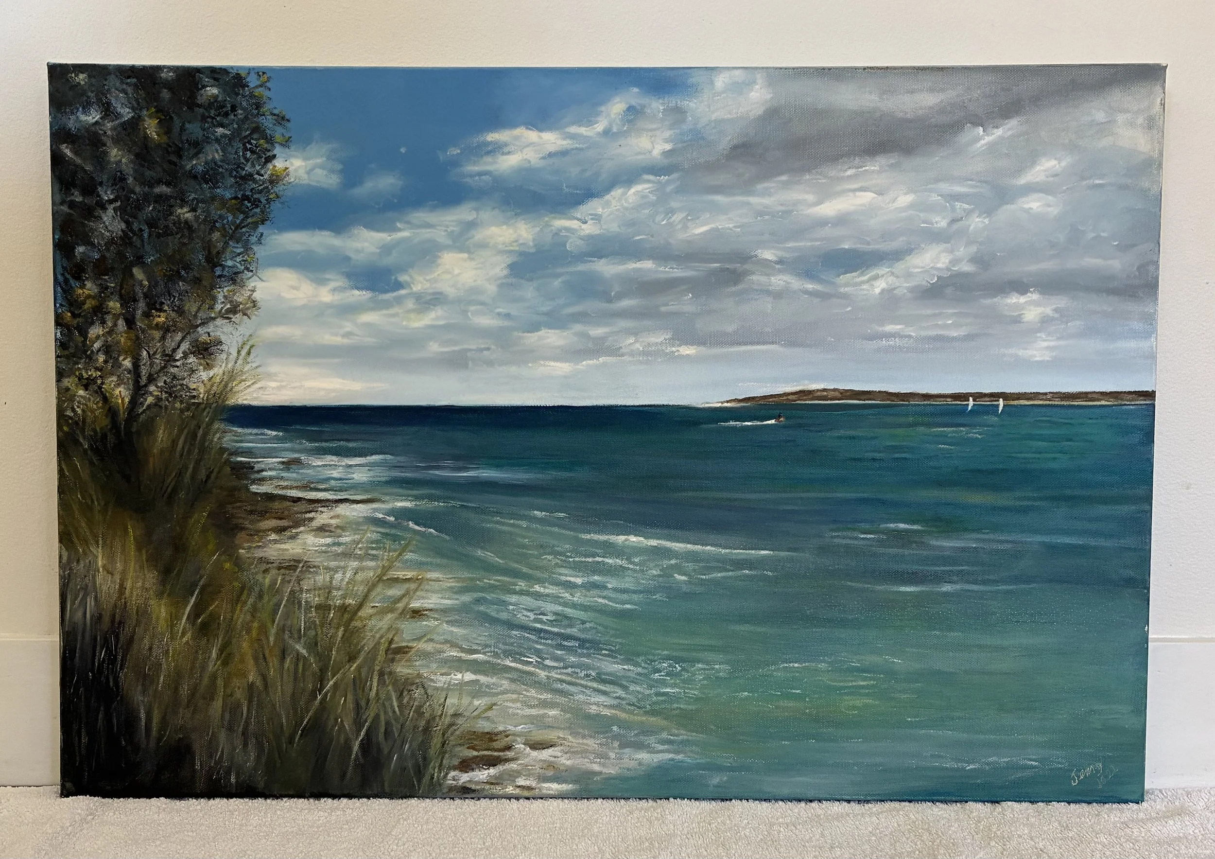 Artist: Jennifer Fairlie | Title: Looking towards Jibbon | Medium: Oil | Size (W x H): 75 x 50 cm