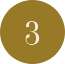Gold circular badge with the number 3 in white