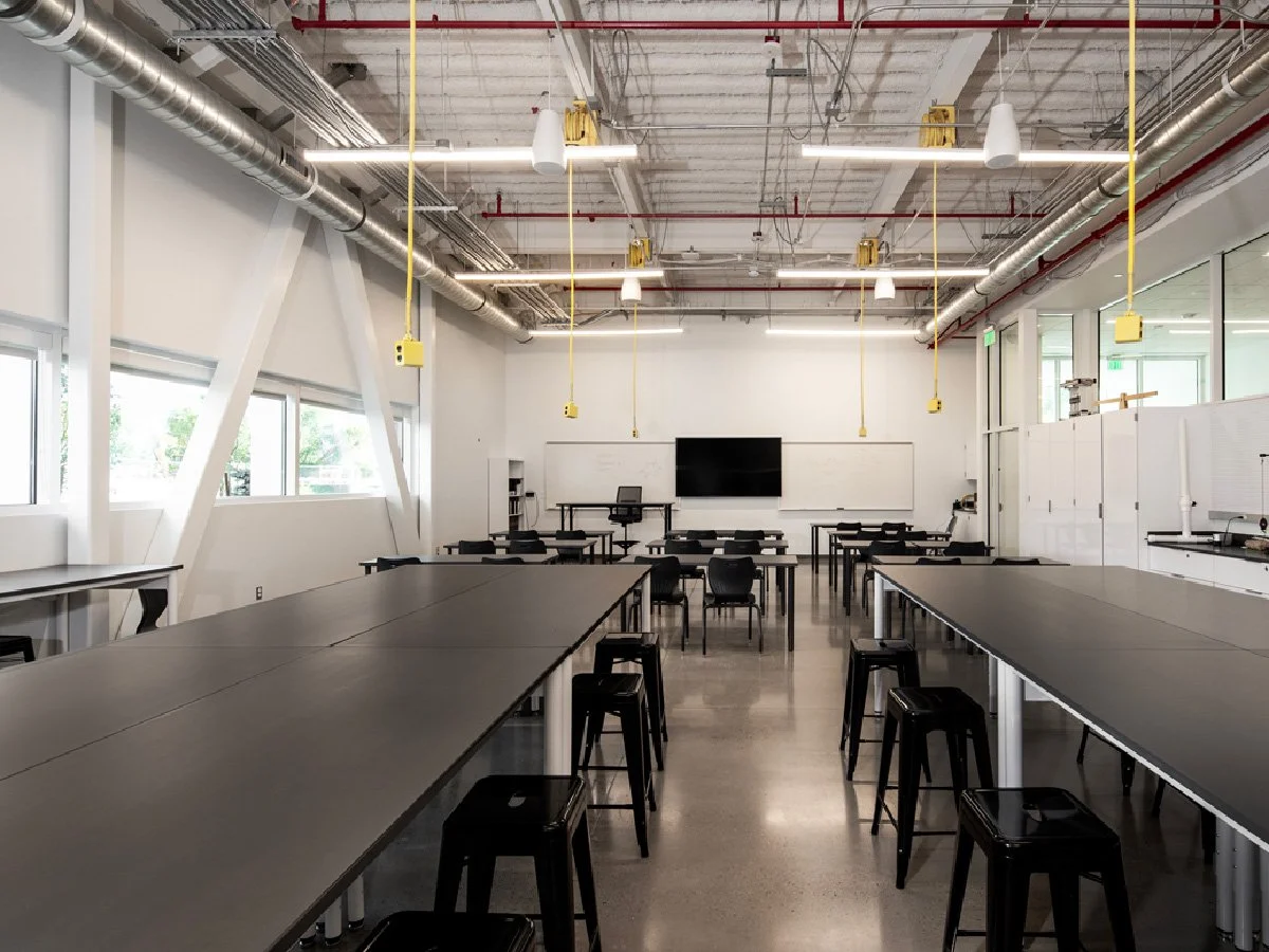 Waterford School modern classroom interior with AV systems — K-12 education electrical and technology engineering by Lynk Engineers, Sandy, Utah