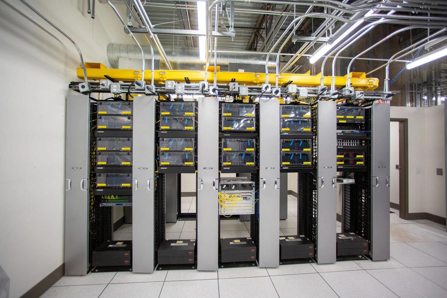 Server rack infrastructure and technology systems at the Utah State Correctional Facility, Salt Lake City, Utah.