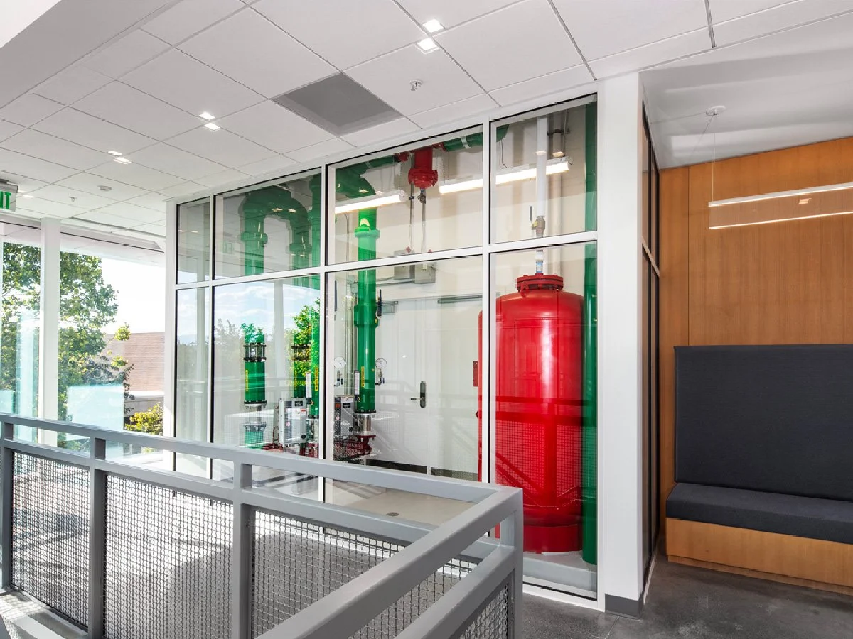 Fire suppression system installation at Waterford School — K-12 education plumbing and fire protection engineering by Lynk Engineers, Utah