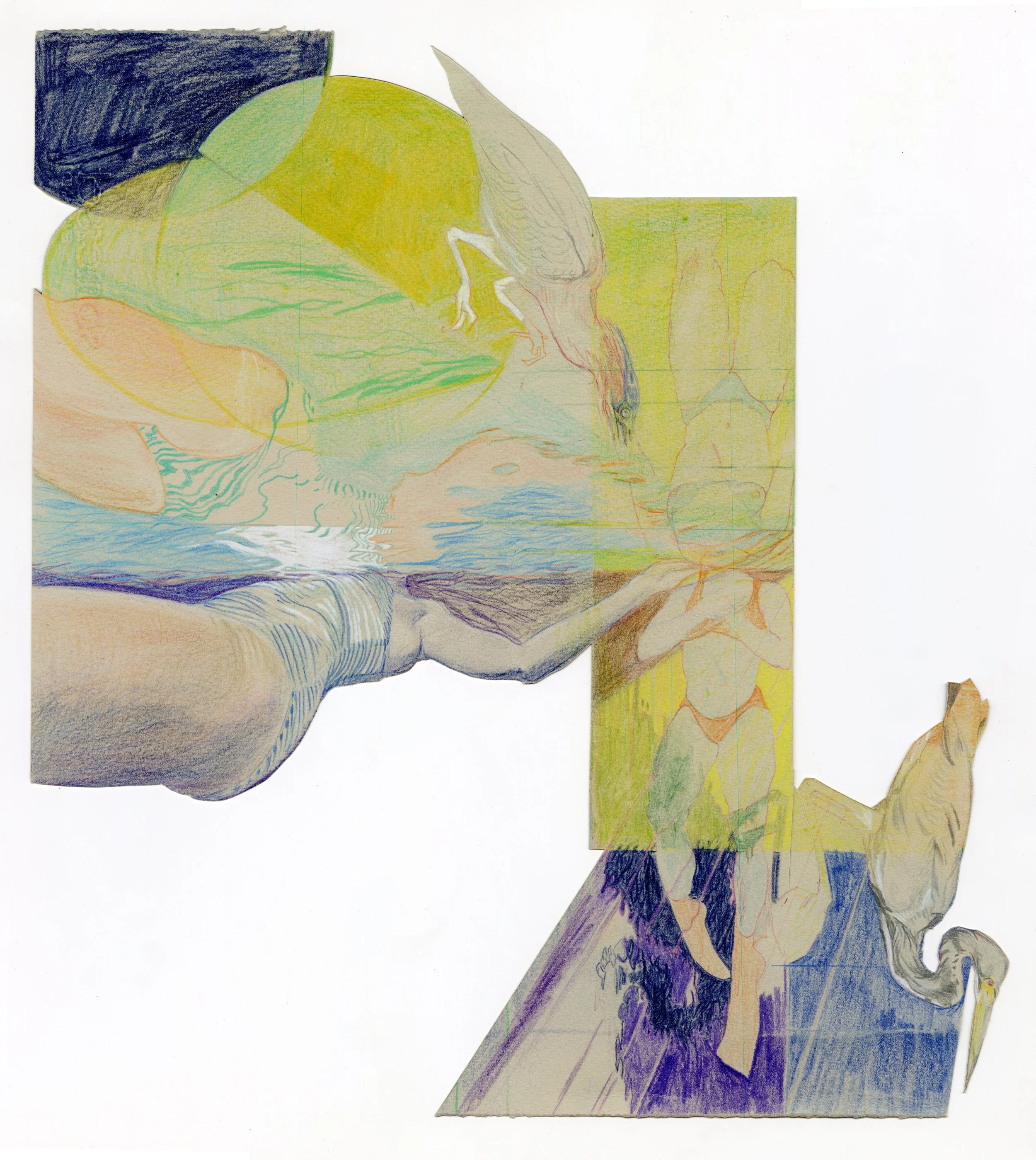 "Bottomless Lake" 2026. Cut out drawing on paper (18" x 14")