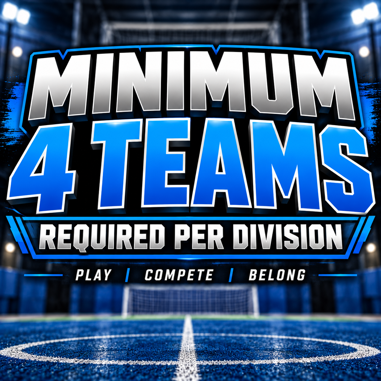 RISE Invitational Indoor Cup Thanksgiving tournament requires a minimum of four teams per division to play.