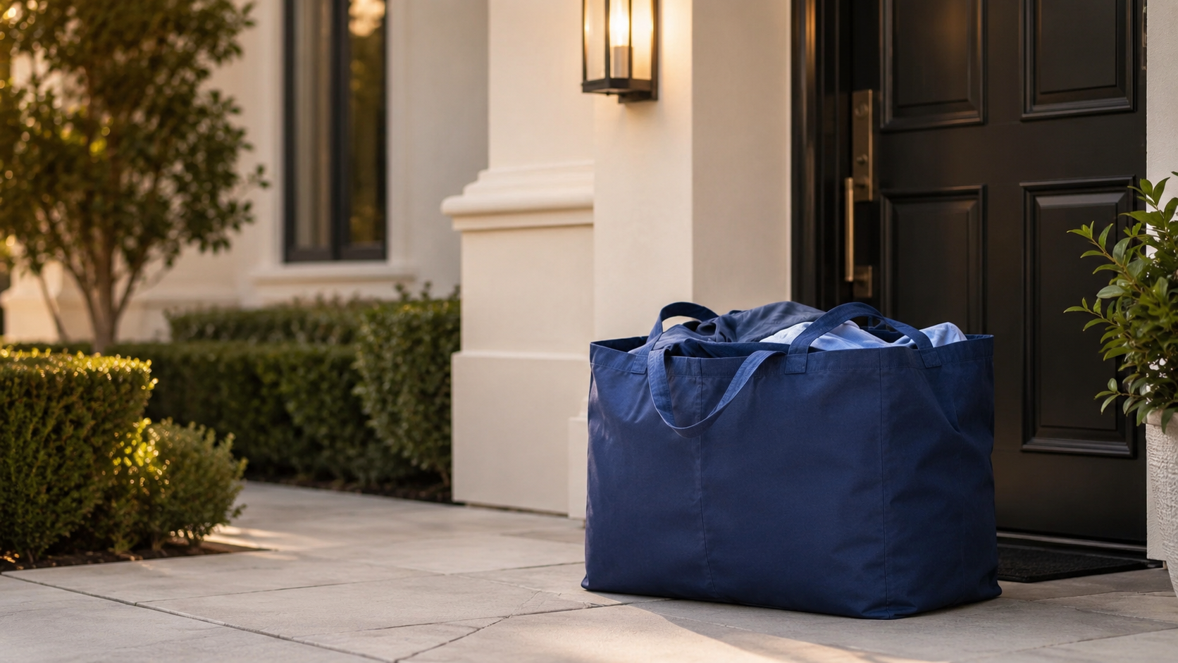 Flat-rate laundry pickup and delivery bag for recurring laundry service