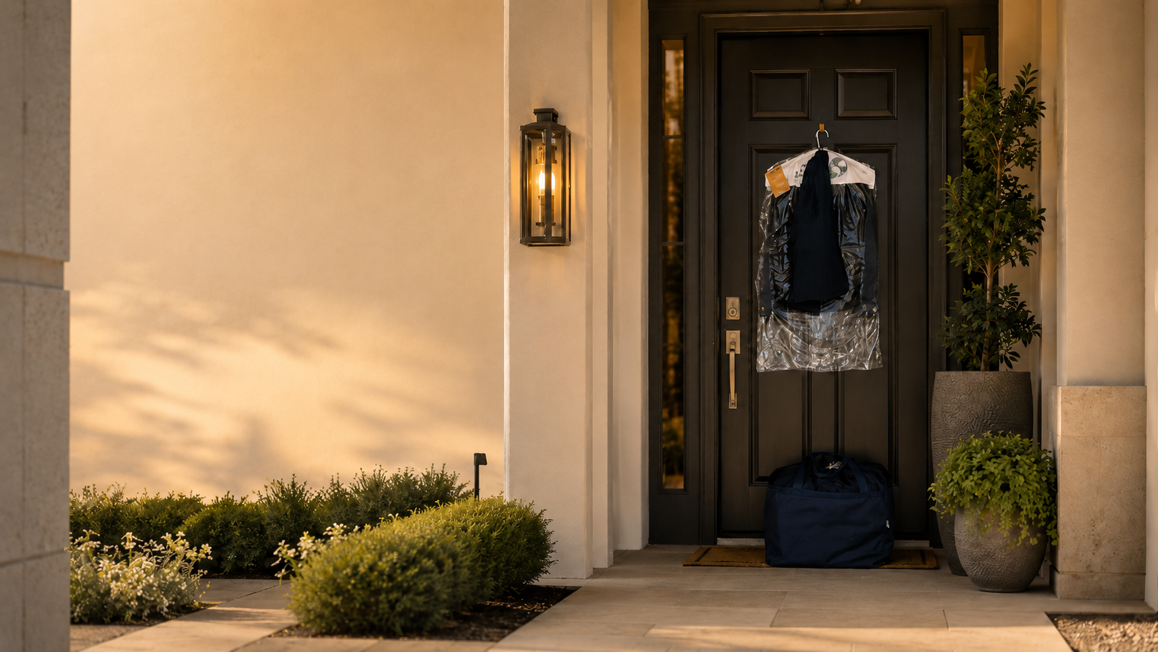 Next-day laundry and dry cleaning pickup and delivery at a customer’s front door