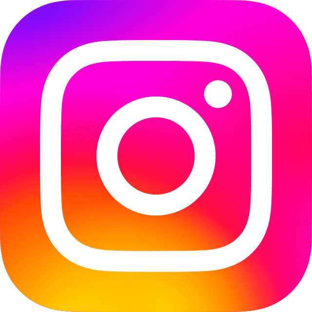 Instagram logo with a colorful gradient background.