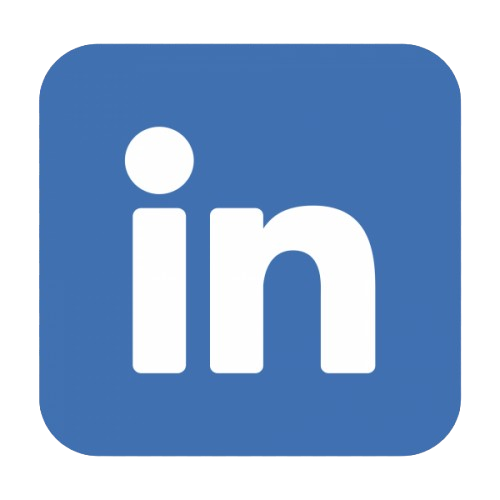 LinkedIn logo with white lowercase letters 'in' on a blue square background.