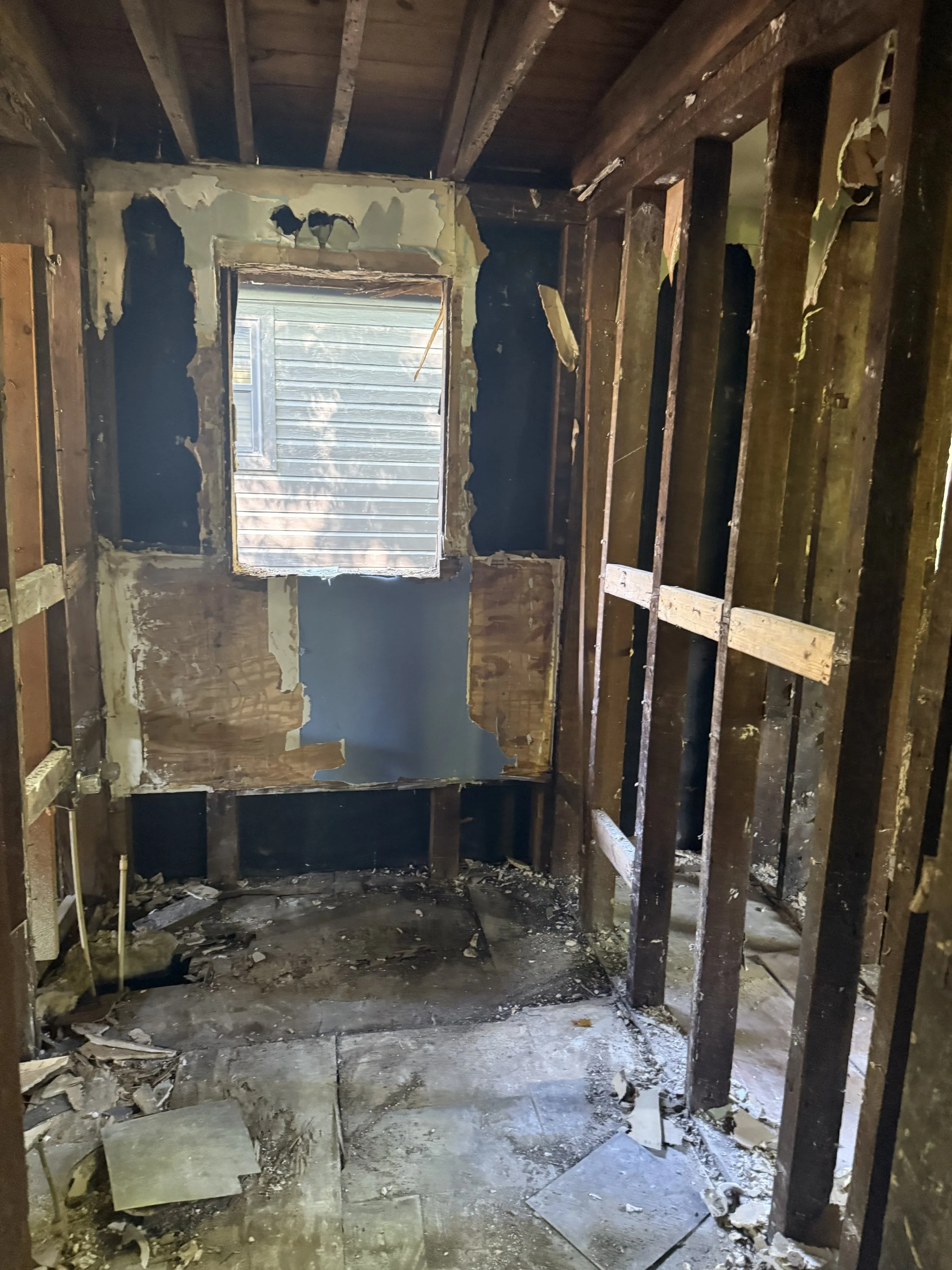 Demolished bathroom