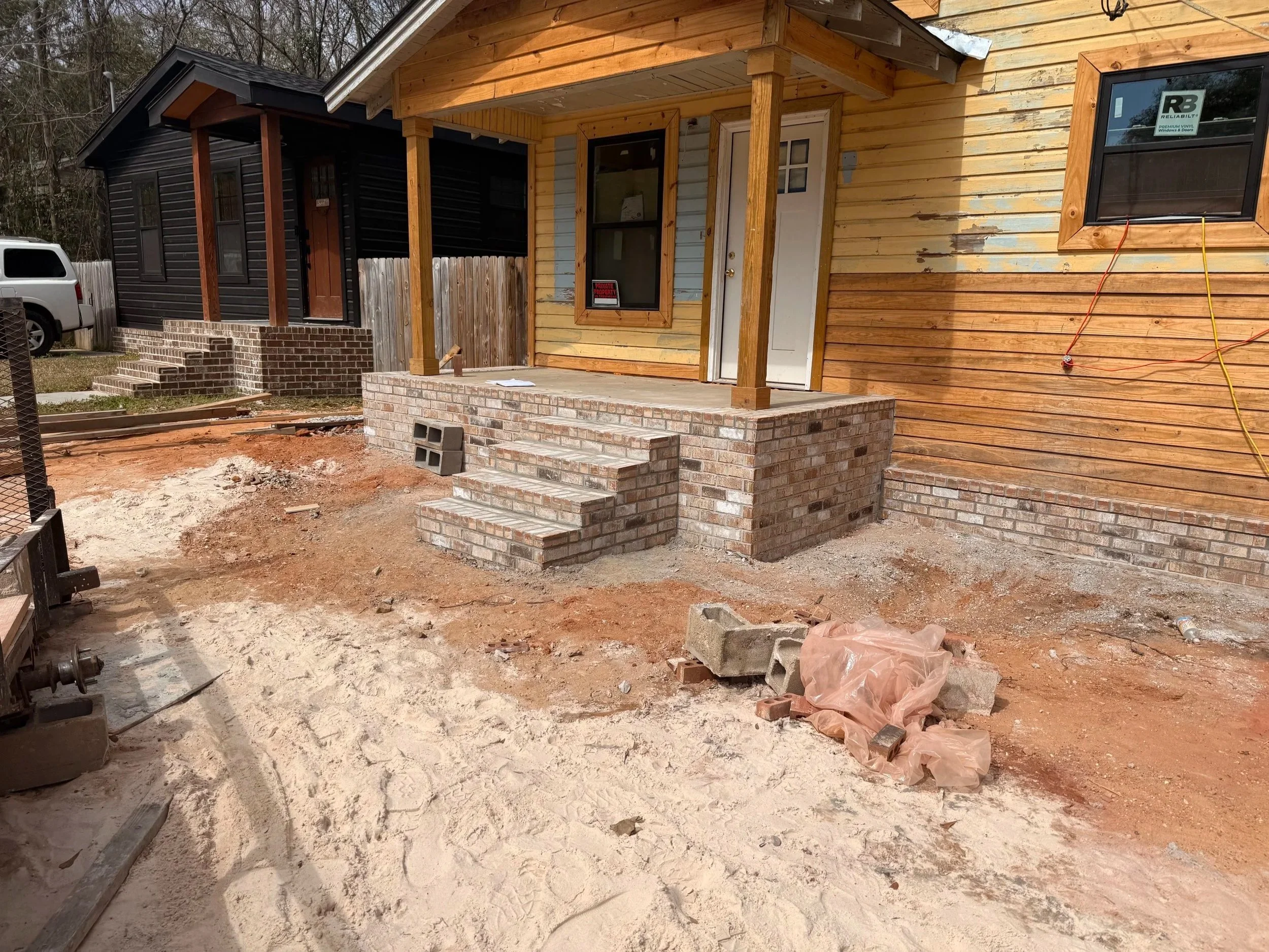 Brickwork added for design and texture.