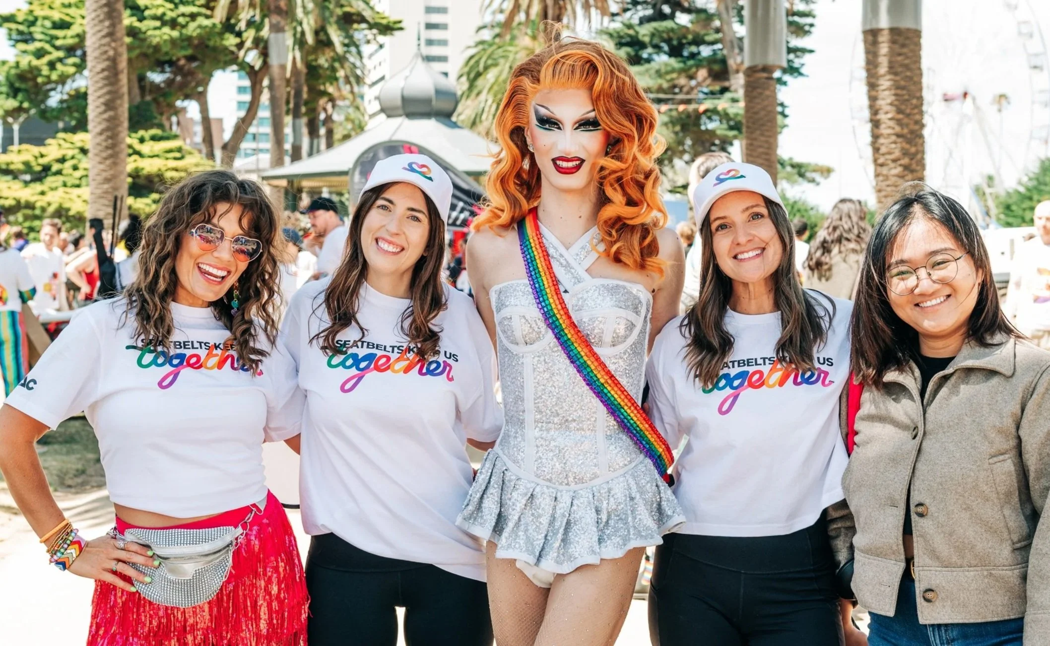 Lucy with TAC staff for Midsumma Pride March after performing their dance routines she choreographed for the company