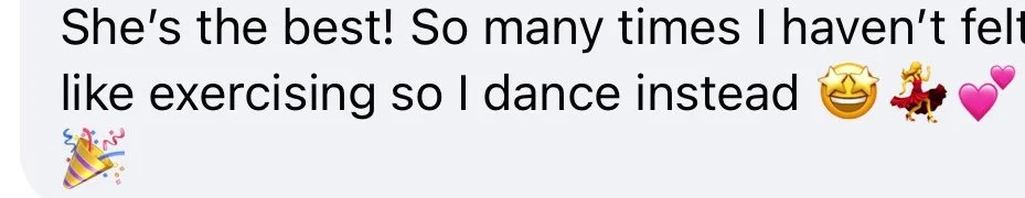 Screenshot of a text message expressing happiness and celebrating a friend's excellence, with emojis of a party horn, smiling face, dancing woman, hearts, and a party popper.