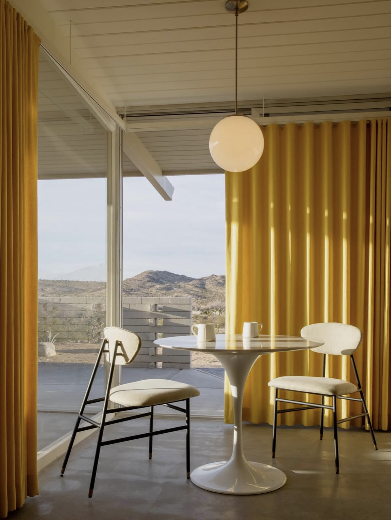 Mid-century modern interior at a Joshua Tree retreat