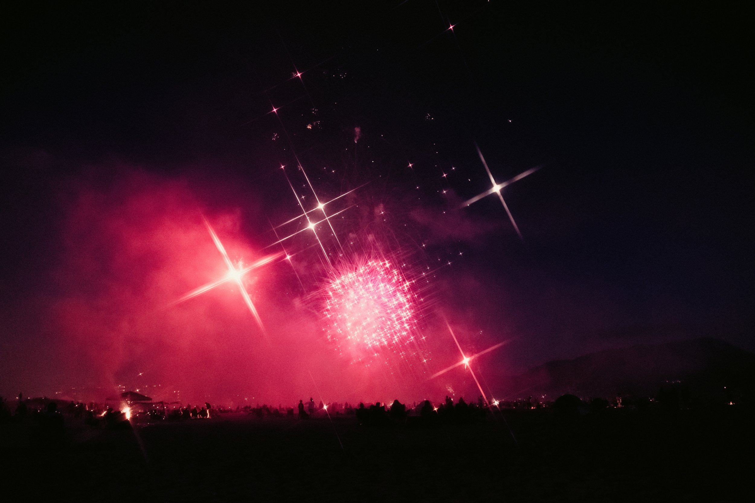 AJ Miranda Long-exposure, cinematic photographs documenting the intense 4th of July fireworks display and grand finale over Seaside, Oregon Coast in 2025. This dark and moody film series captures the chaotic, warzone-like atmosphere of the crowded be