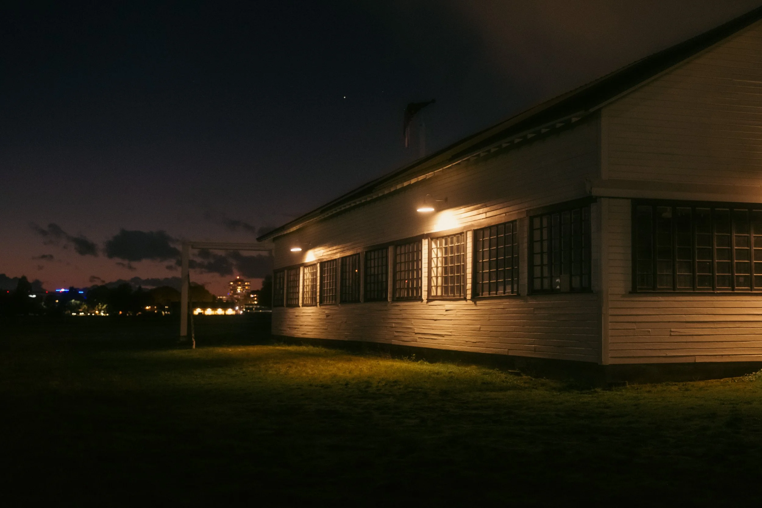 Eerie film photograph of the oldest US airfield, Pearson Air Museum in Vancouver, WA (Portland Metro), capturing the quiet solitude of Fort Vancouver National Historic Site and its role in the 1937 Transpolar Flight.
