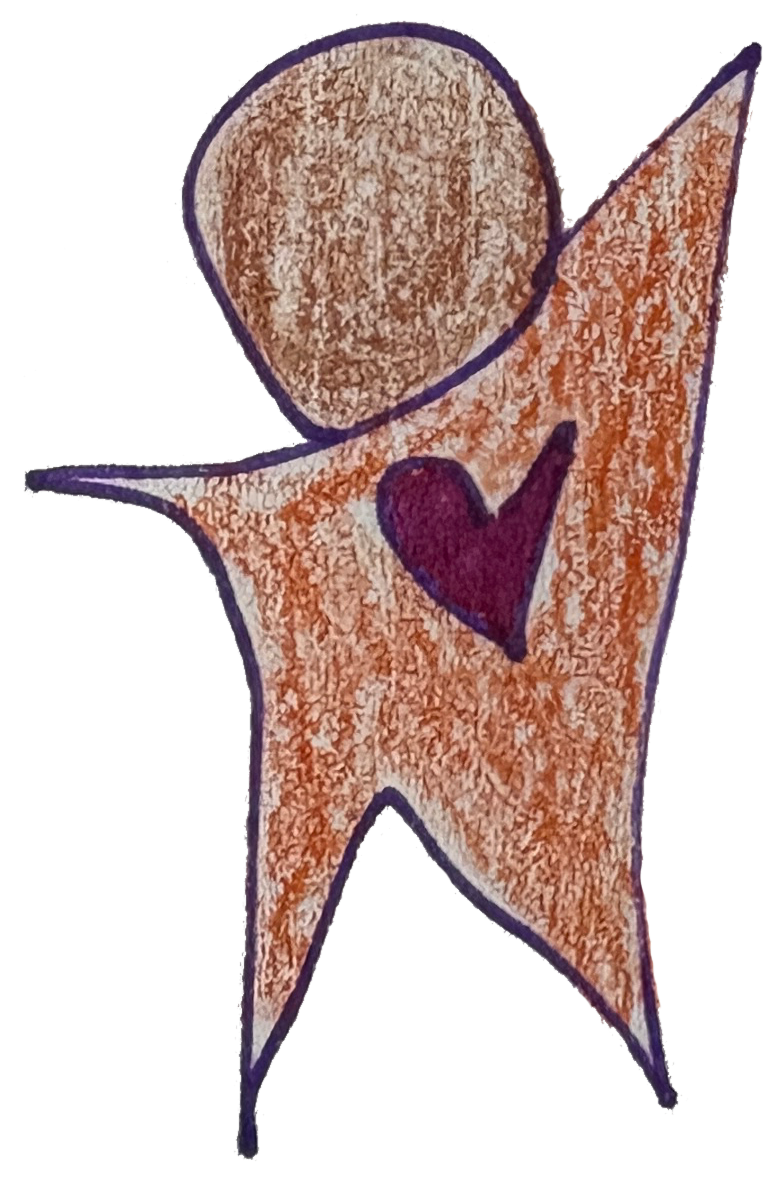 Evangeline Weiss Consulting | A stylized star with a heart in the center, featuring textured orange and purple outlines.