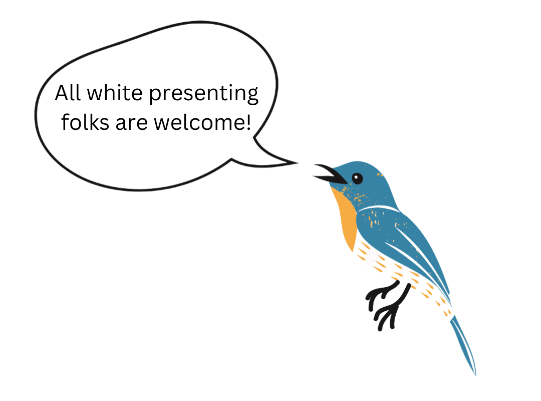 Evangeline Weiss Consulting | A cartoon bird with blue, orange, and white feathers speaking in a speech bubble.