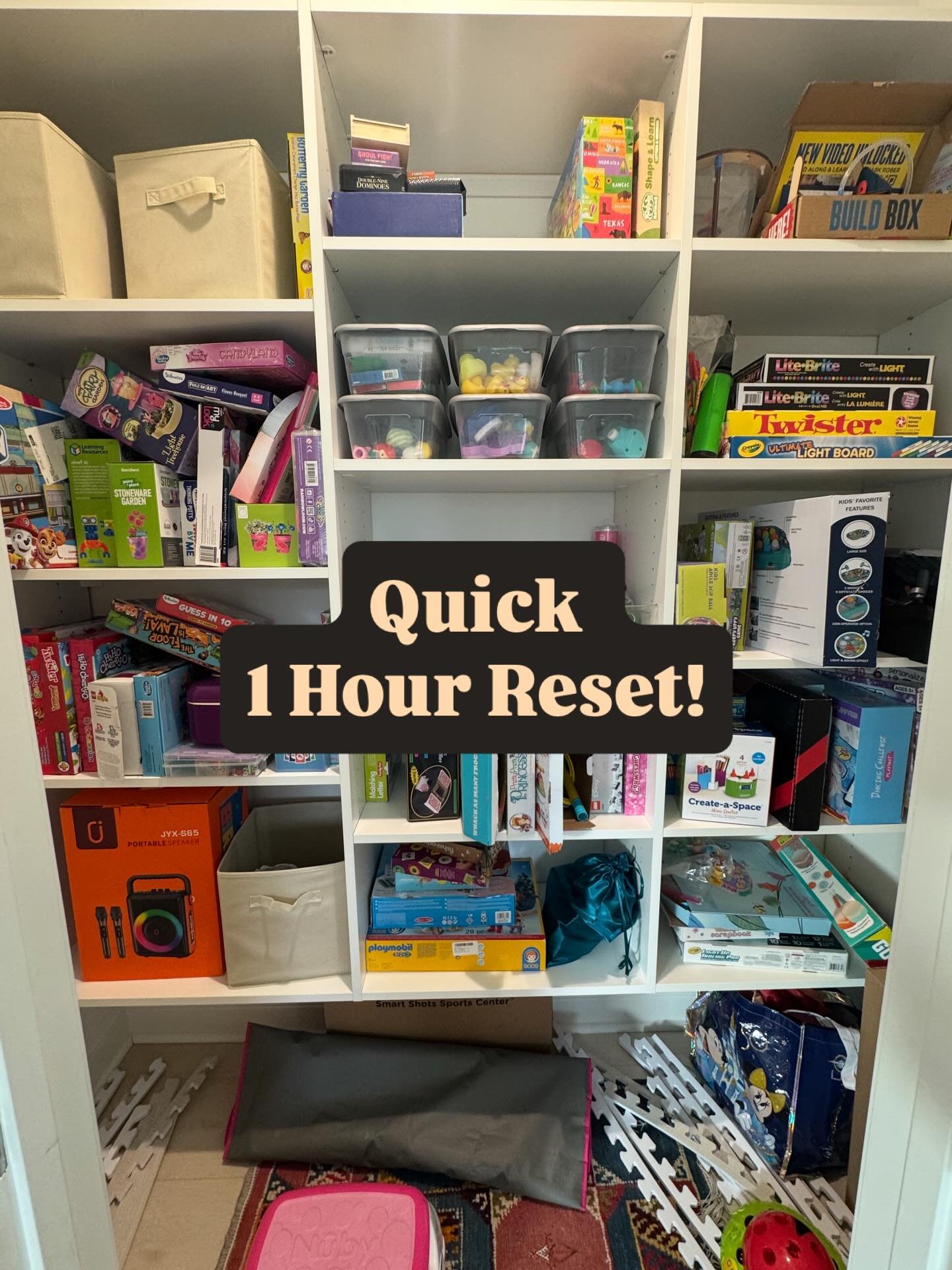 Quick playroom closet reset ✨

One hour. A few bins. Big calm.

Proof that you don&rsquo;t need a full overhaul to make a space work better&mdash;just a smart reset and a plan that sticks.

#playroomorganization #closetreset #organizedhome #momlife #