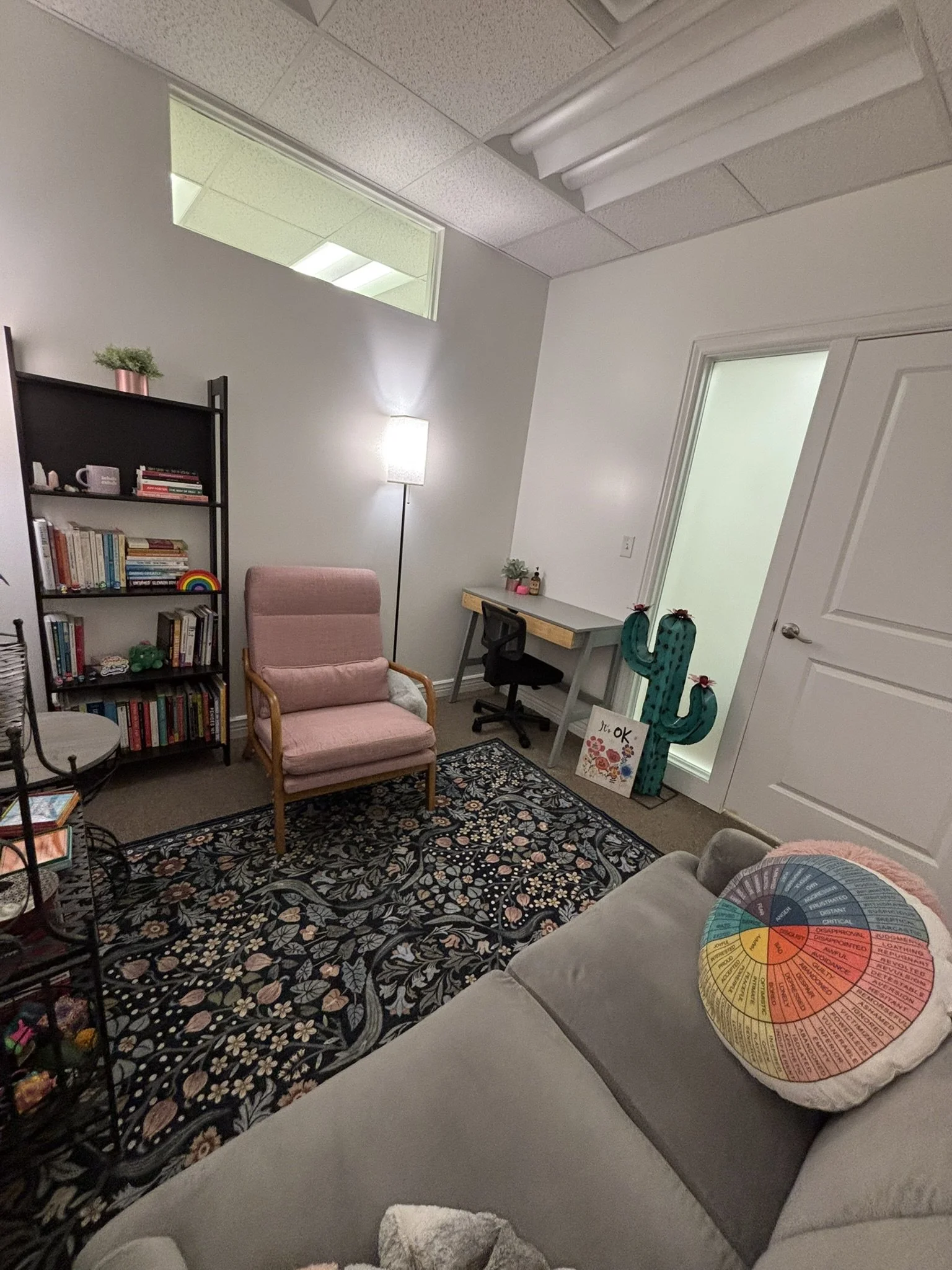 Warm, friendly, welcoming private therapy office to facilitate connection and conversation